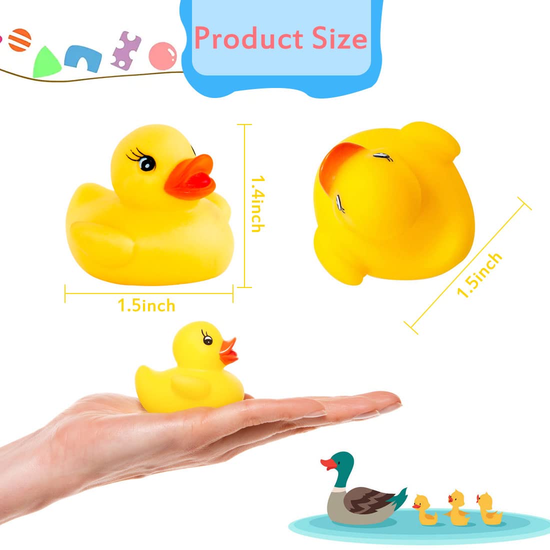 YsesoAi 50Pack Mini Rubber Ducks – Bulk Bath Toys, Party Favors, Classroom & Pool