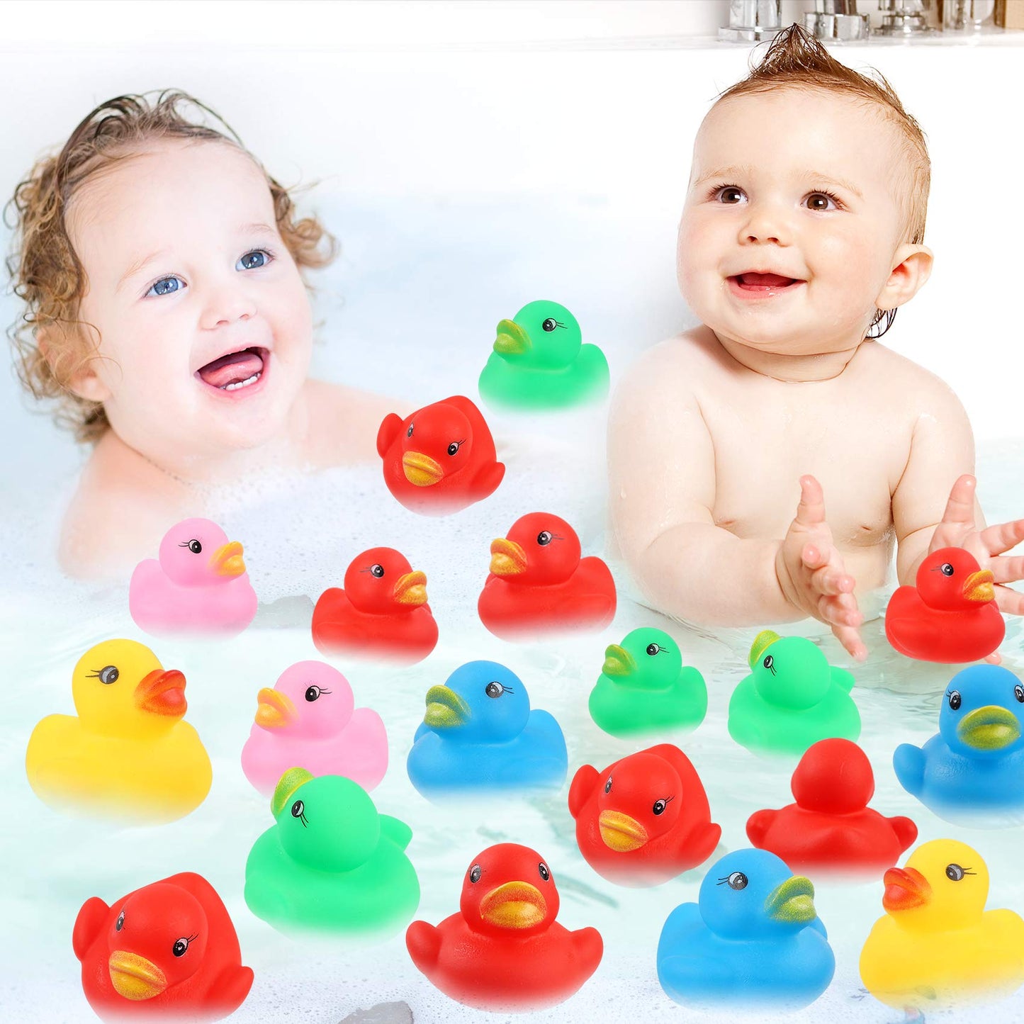 YsesoAi 50 Pcs Rubber Ducks Bath Toy – Multicolor Mini Floating Duck Set for Bath, Party Favors & Gifts