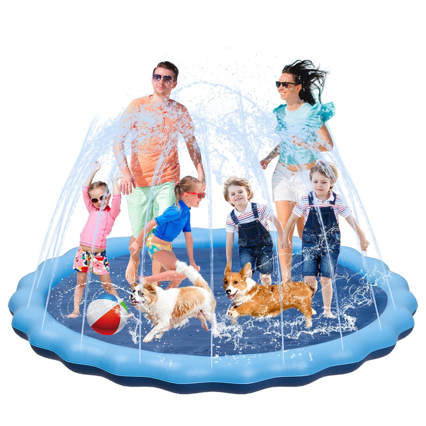 YSJILIDE Splash Pad for Kids & Dogs — Non-Slip 120-Inch Water Play Mat