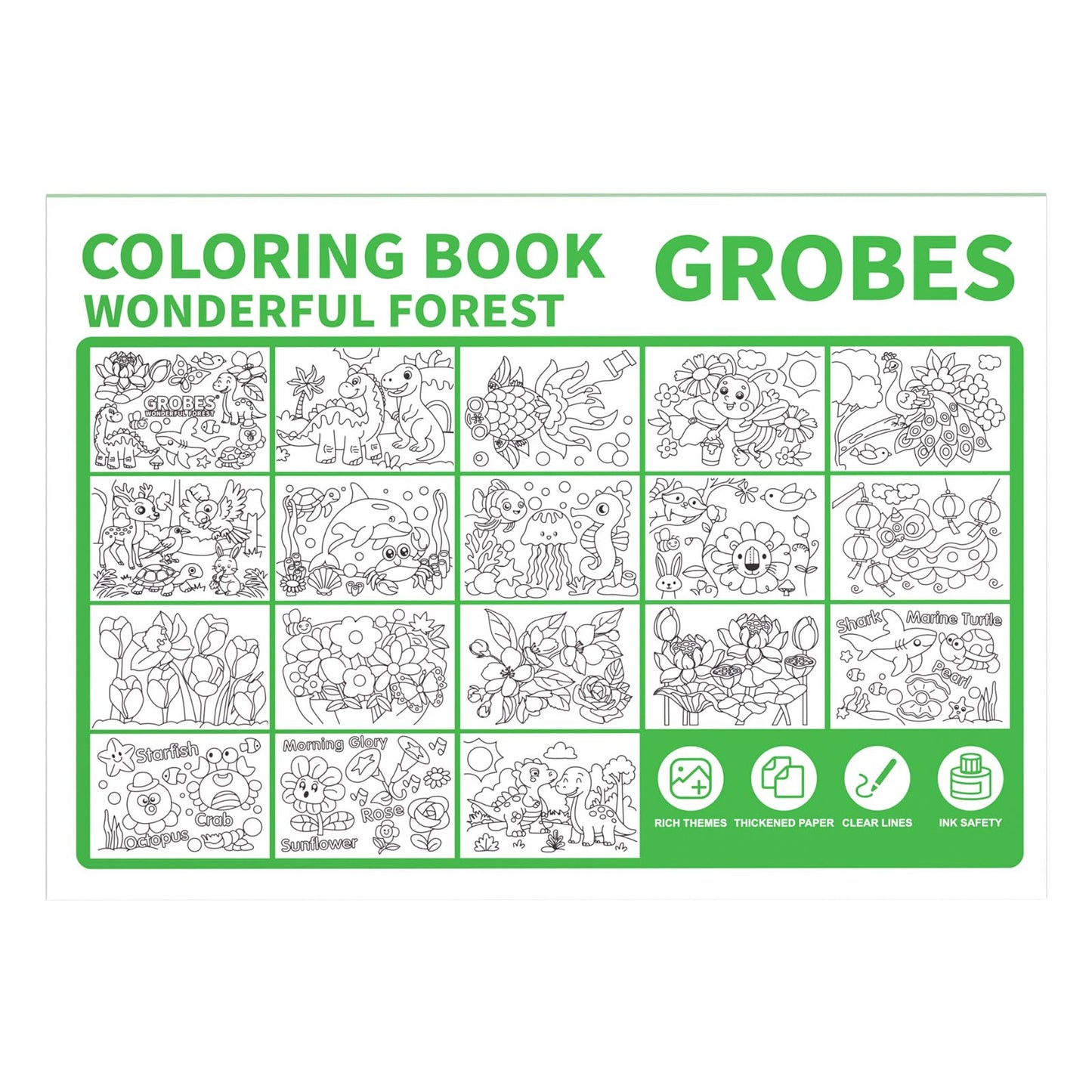 YSNYSN 3-in-1 Crayons Themed Set – 8 Colors with Fruits & Vegetables + Wonderful Forest Coloring Books