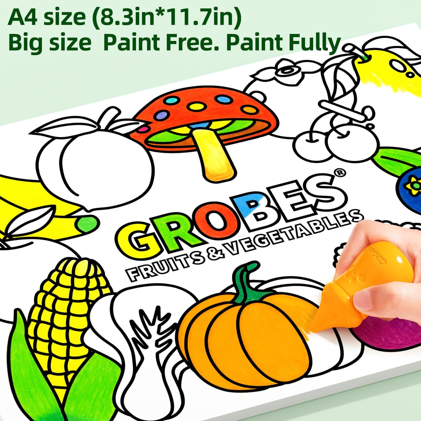 YSNYSN 3-in-1 Crayons Themed Set – 8 Colors with Fruits & Vegetables + Wonderful Forest Coloring Books