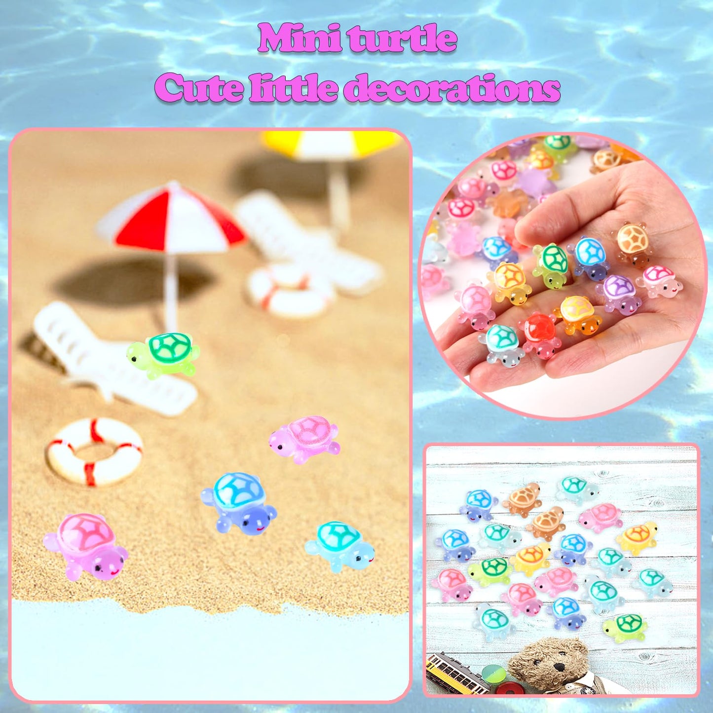 Ysofun 70Pcs Luminous Mini Resin Turtles – Rainbow 7 Colors for Dollhouses, Gardens & Micro-Landscapes