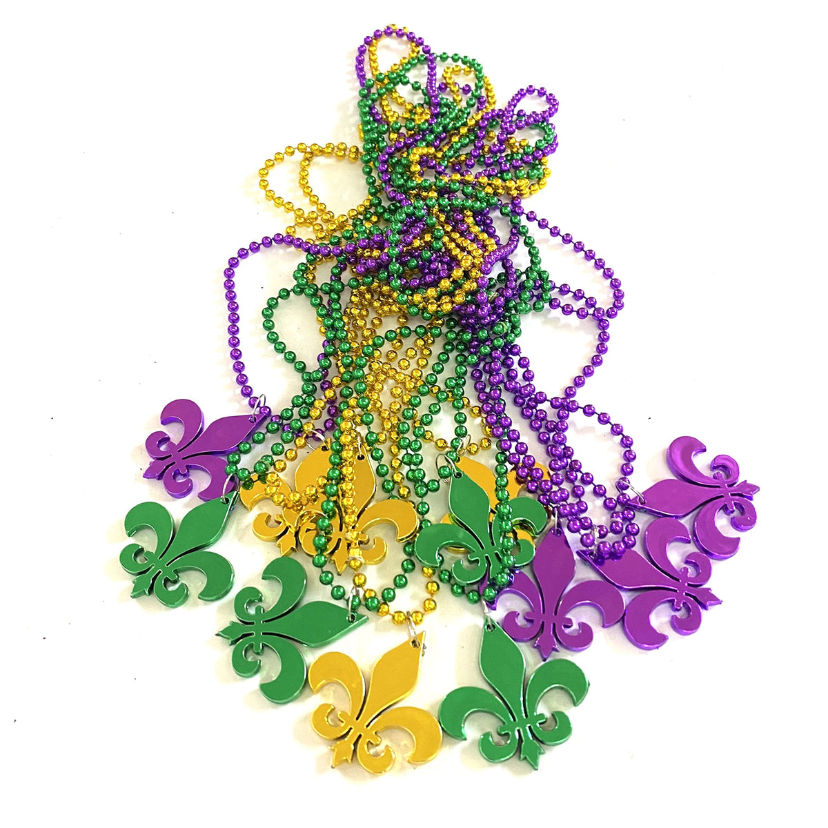 YSPPF Mardi Gras Bead Necklaces – 12 Pcs Round Multi-Color Party Jewelry