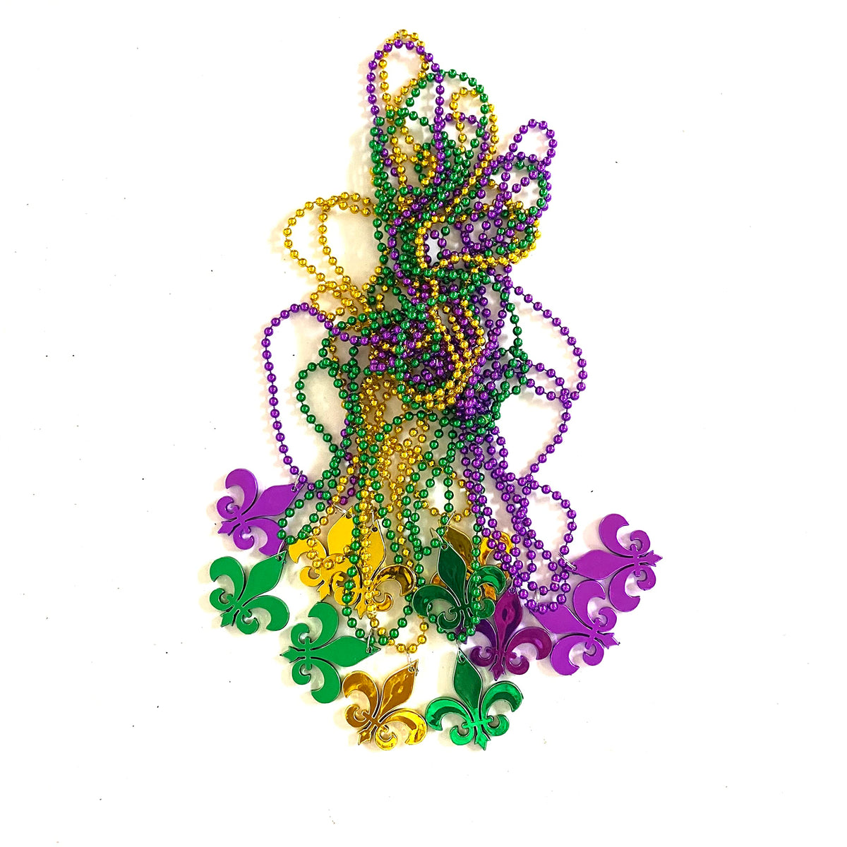 YSPPF Mardi Gras Bead Necklaces – 12 Pcs Round Multi-Color Party Jewelry