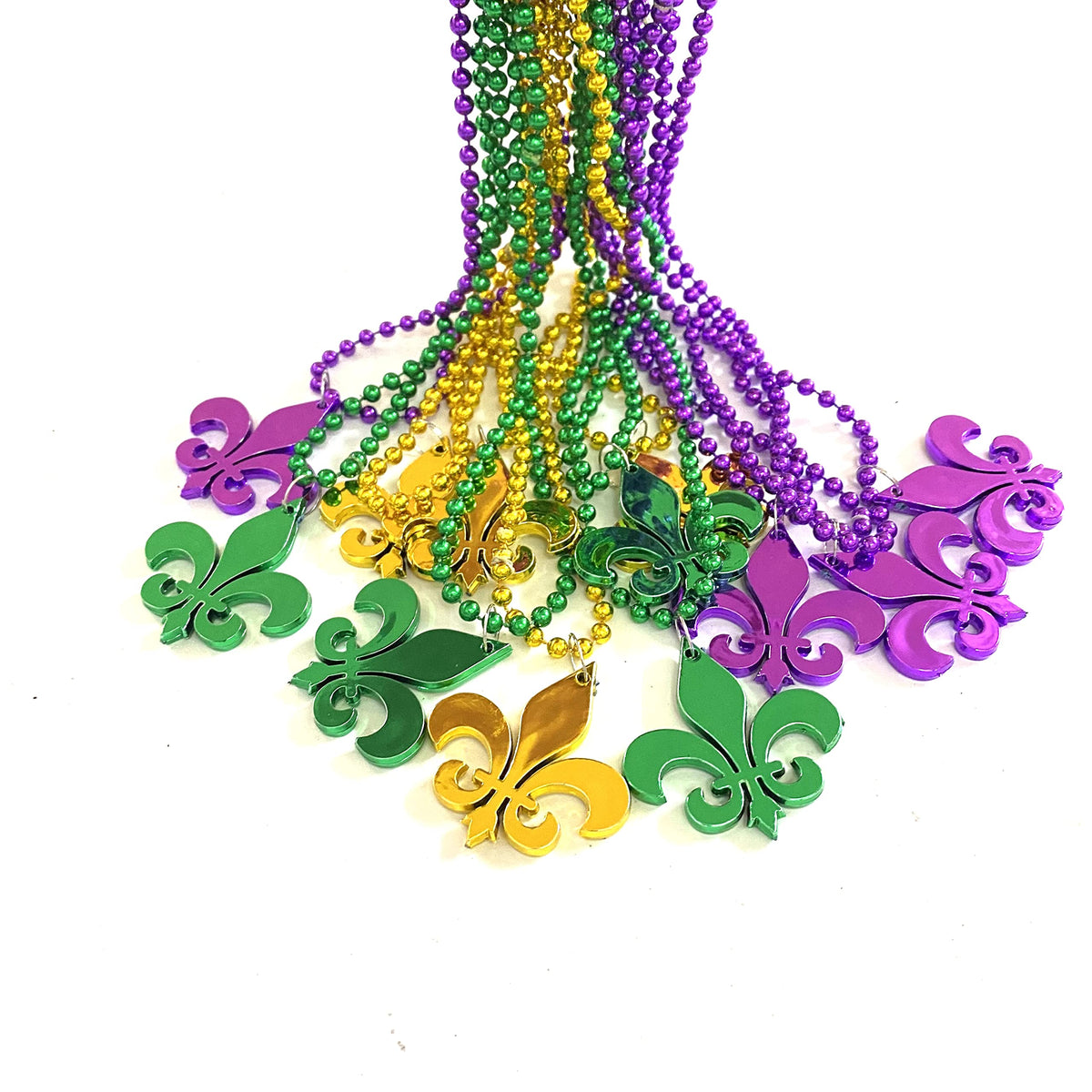 YSPPF Mardi Gras Bead Necklaces – 12 Pcs Round Multi-Color Party Jewelry