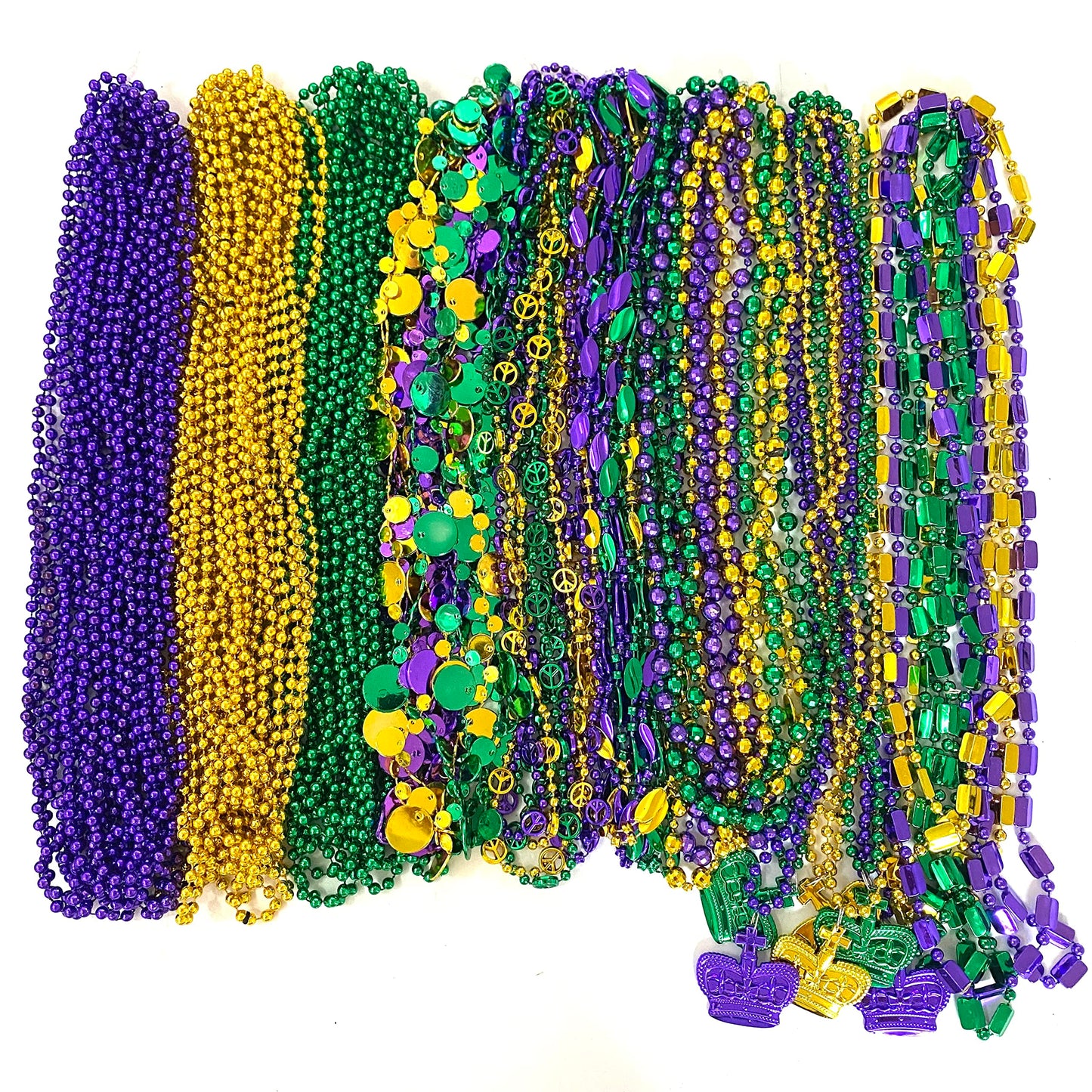 YSPPF 102 Pcs Mardi Gras Bead Necklaces – Gold Purple Green Carnival Beads