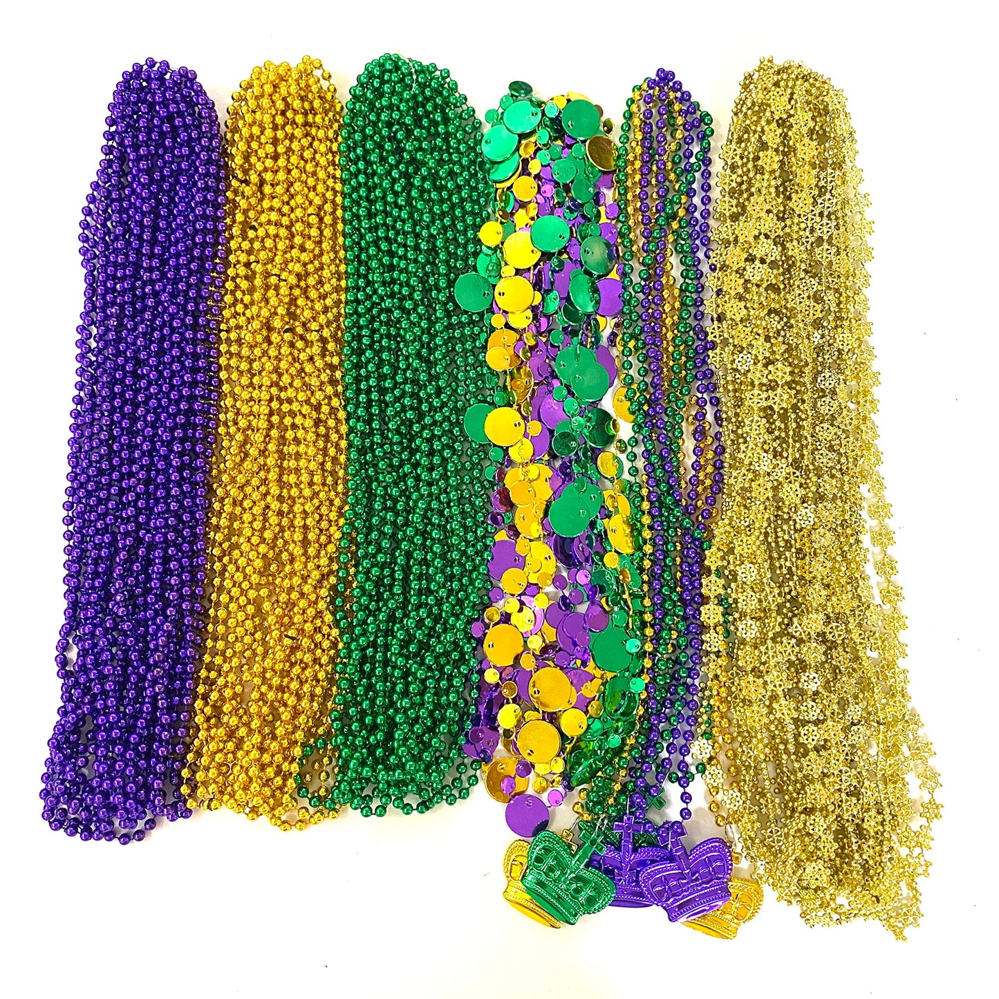 YSPPF 102 Pcs Mardi Gras Bead Necklaces – Gold Purple Green Carnival Beads