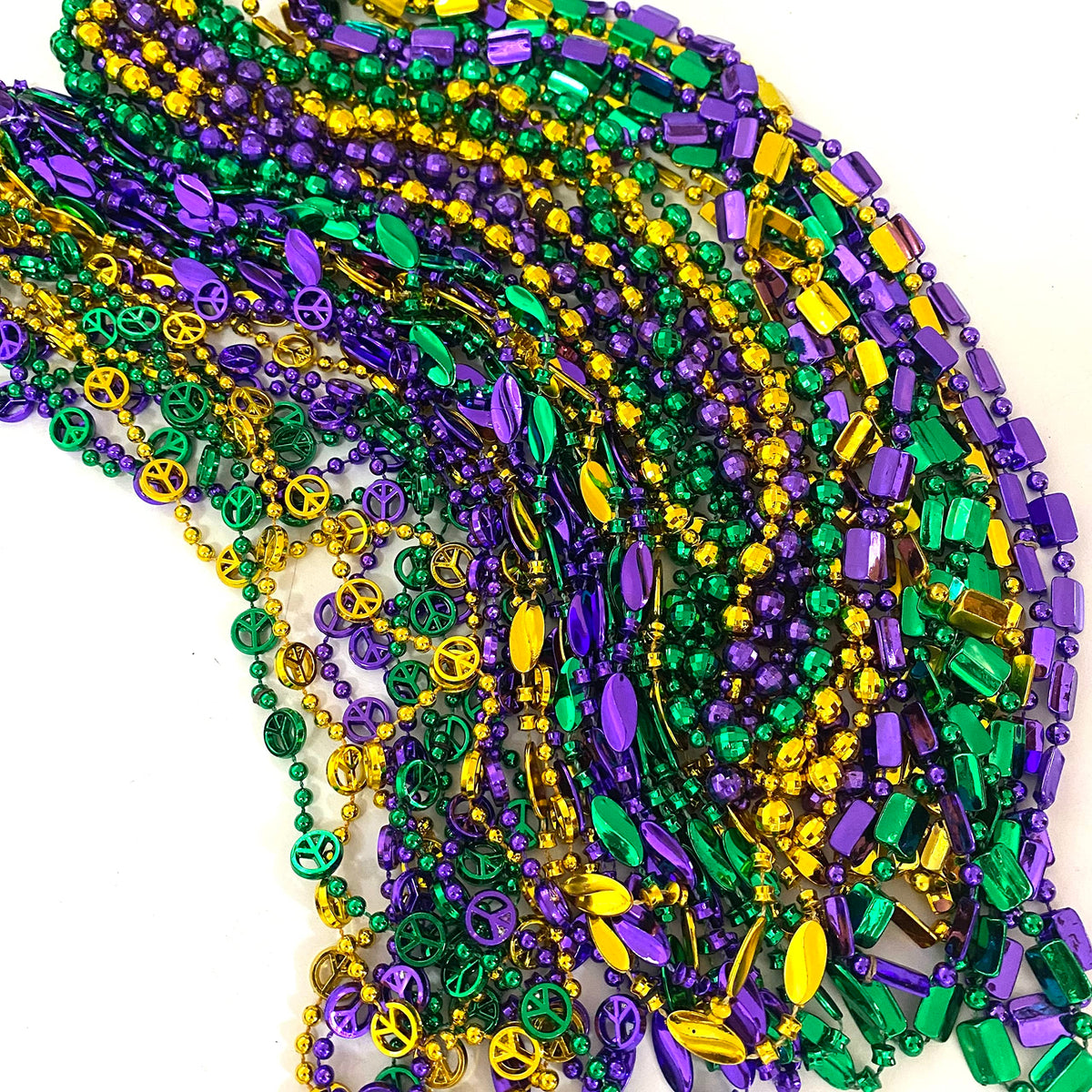 YSPPF 102 Pcs Mardi Gras Bead Necklaces – Gold Purple Green Carnival Beads