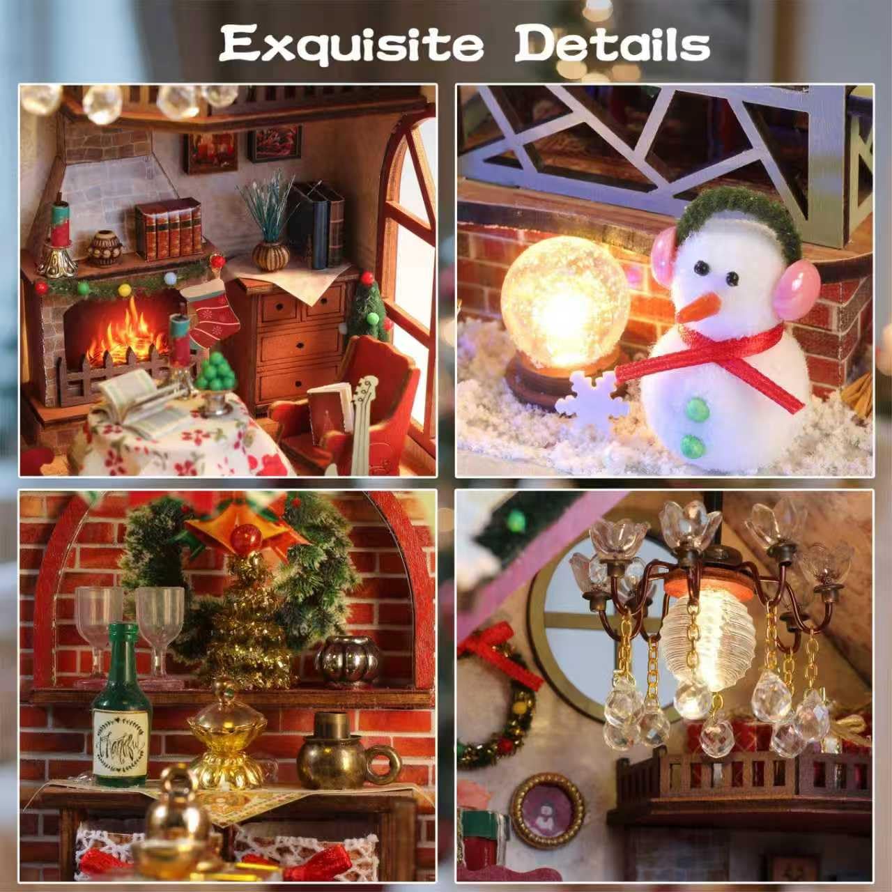 YSWOOD WORLD DIY Miniature House Kit – Christmas Warm Lodge Dollhouse for Adults & Teens