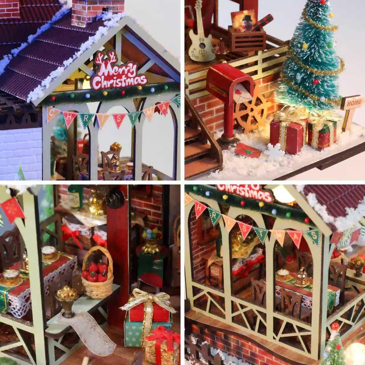 YSWOOD WORLD DIY Miniature House Kit – Christmas Warm Lodge Dollhouse for Adults & Teens