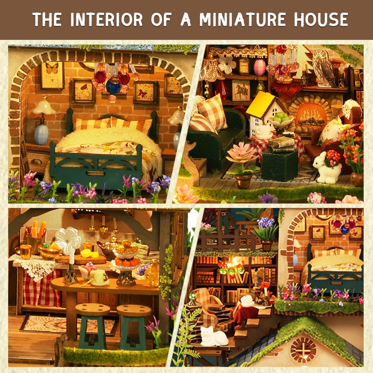 YSWOOD WORLD DIY Miniature House Kit – Forest Adventure with LED Lighting | Dollhouse Kit for Teens & Adults