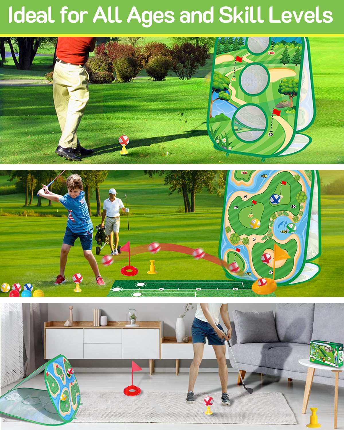 YSZZYSM 4-In-1 Kids Sticky Golf Set – Indoor/Outdoor Practice & Games