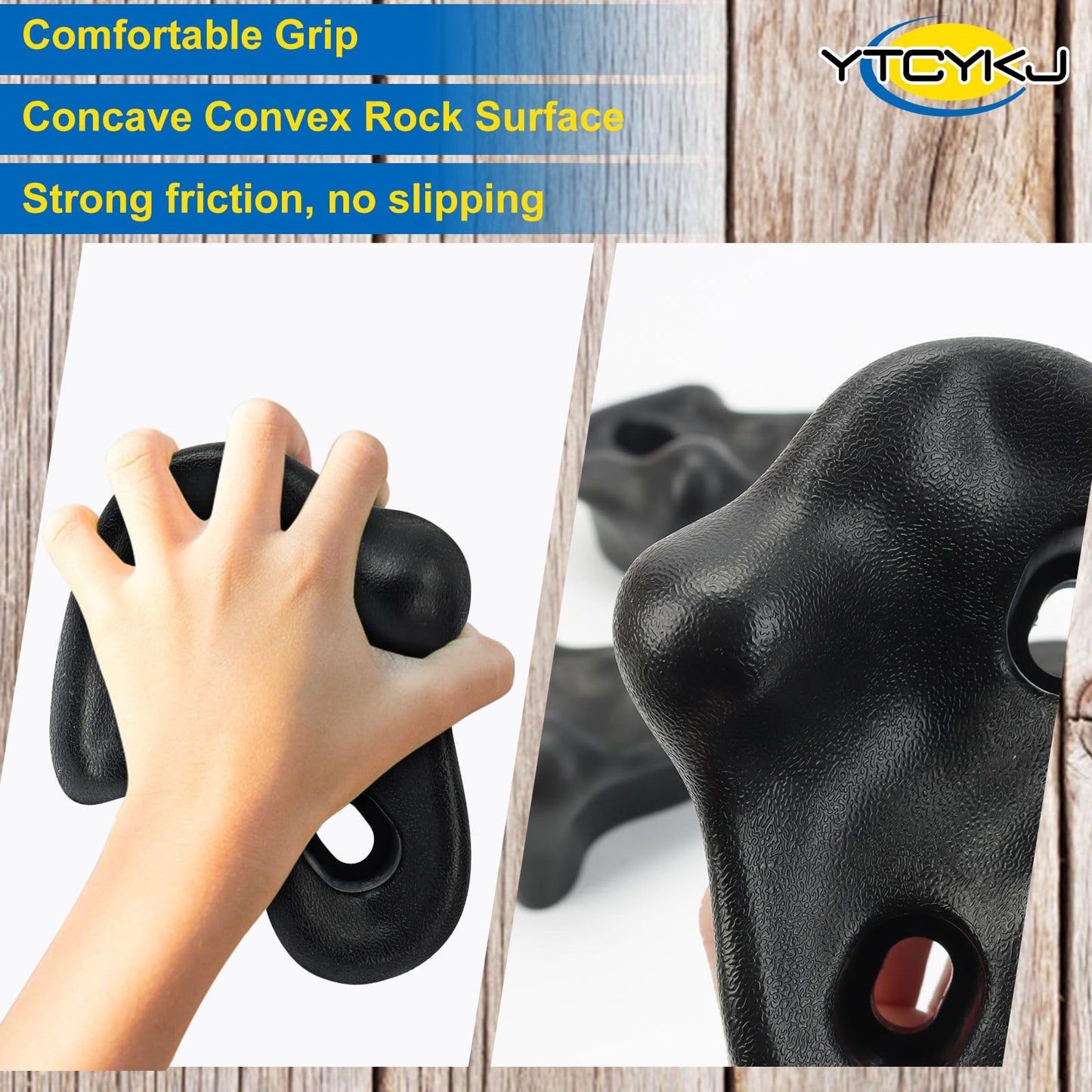 YTCYKJ 10PCS Rock Climbing Holds for Kids and Adults – Extra Large Indoor/Outdoor Wall Kit with Mounting Hardware