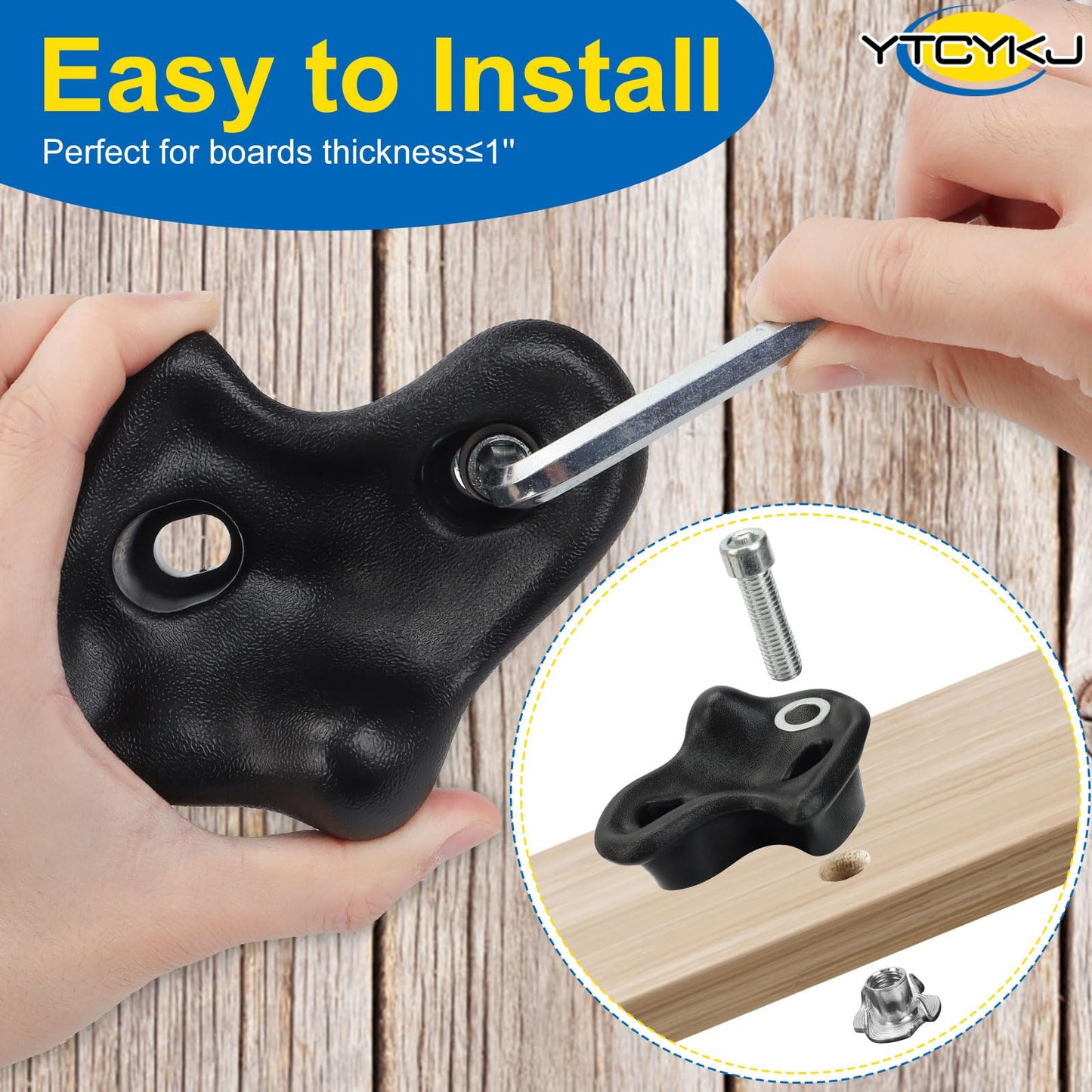 YTCYKJ 10PCS Rock Climbing Holds for Kids and Adults – Extra Large Indoor/Outdoor Wall Kit with Mounting Hardware