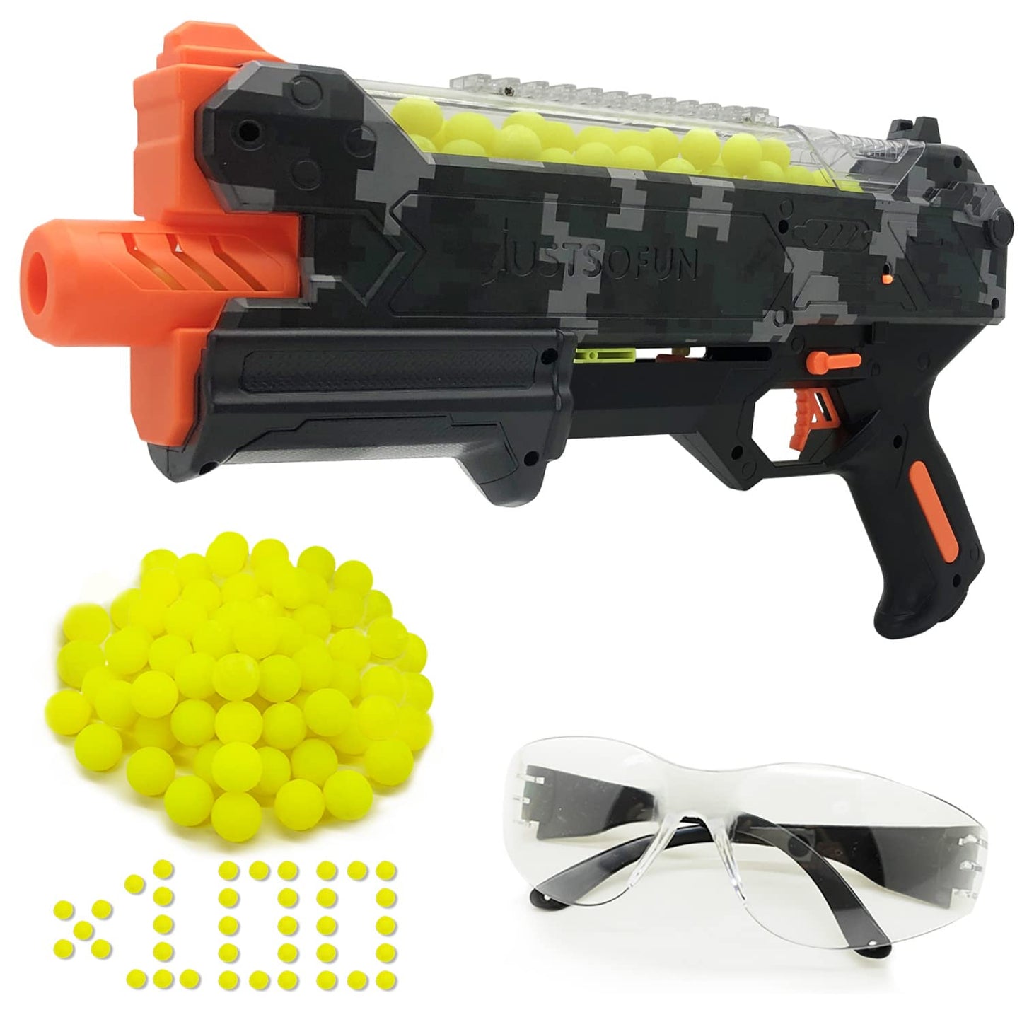 YTSWELE Blaster Gun with Protective Goggles — 110 FPS, 100 Rounds, Nerf Hyper Compatible (Camo)