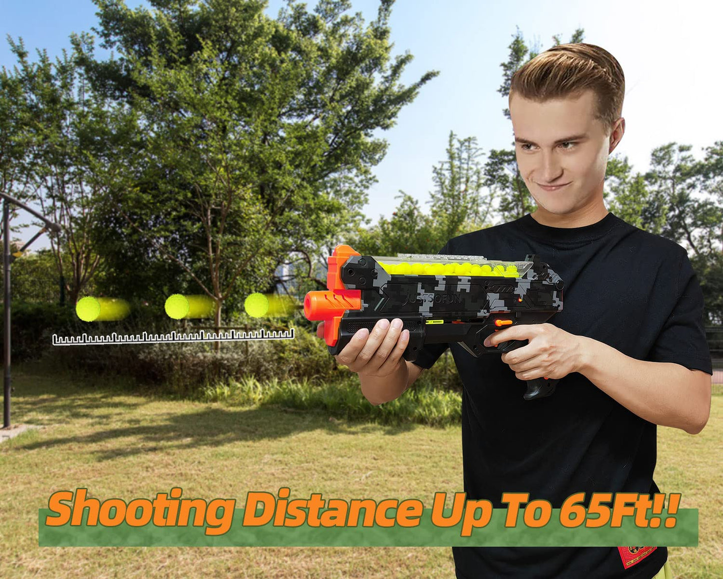 YTSWELE Blaster Gun with Protective Goggles — 110 FPS, 100 Rounds, Nerf Hyper Compatible (Camo)