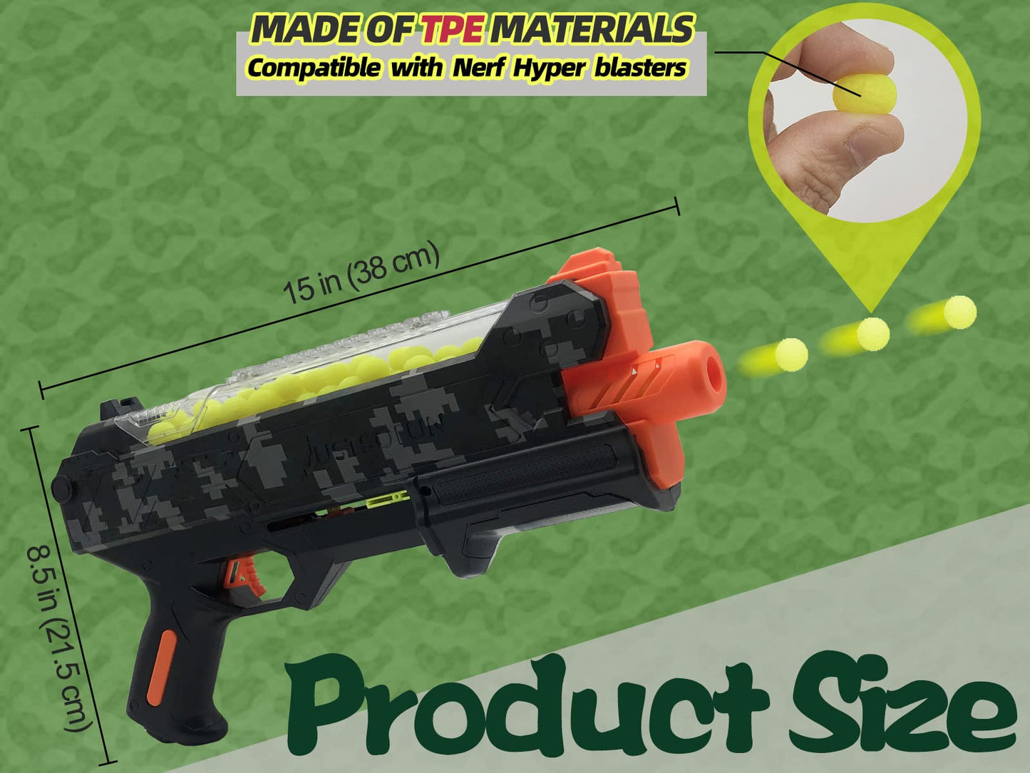YTSWELE Blaster Gun with Protective Goggles — 110 FPS, 100 Rounds, Nerf Hyper Compatible (Camo)