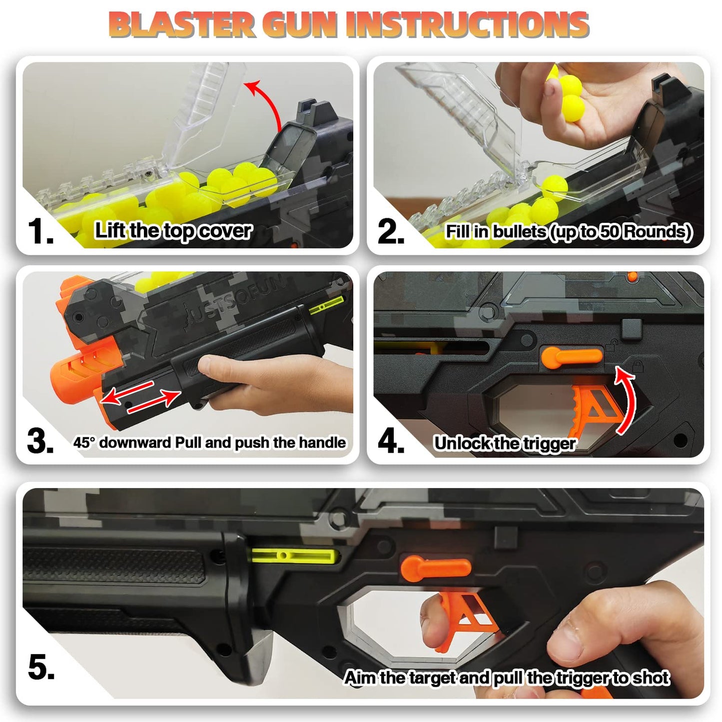 YTSWELE Blaster Gun with Protective Goggles — 110 FPS, 100 Rounds, Nerf Hyper Compatible (Camo)