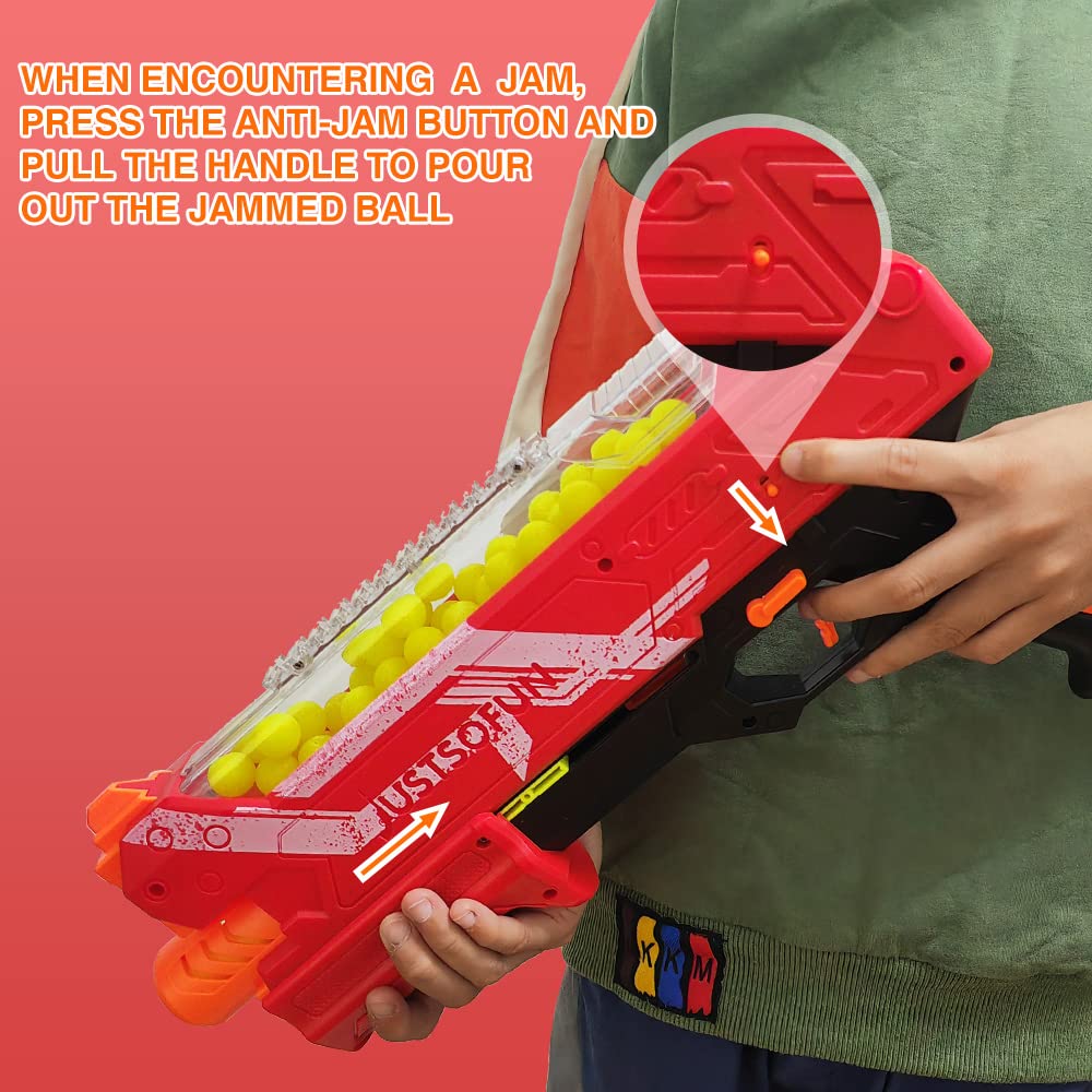 YTSWELE Blaster Gun with Protective Goggles — 100 Nerf Hyper Rounds, 110 FPS, 50-Round Hopper (Red)