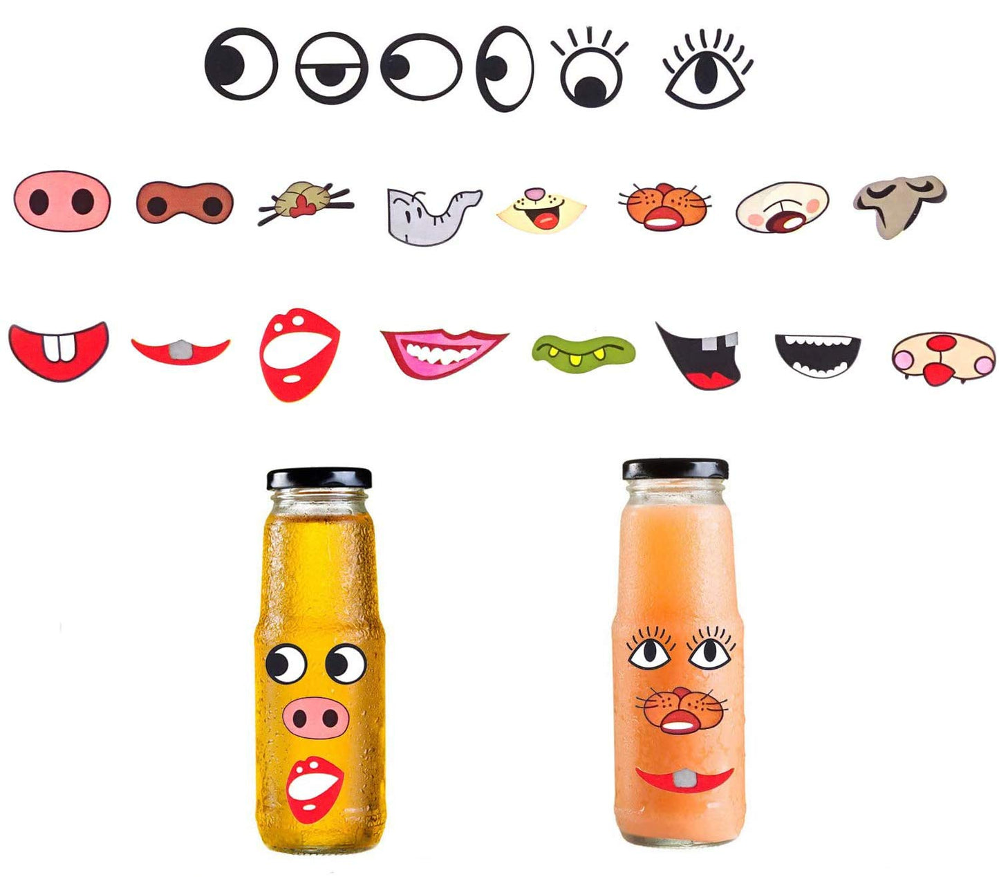 YTYKINOY 3 Rolls 3000pcs Colorful Eye Nose Mouth Stickers – DIY Cartoon Decals