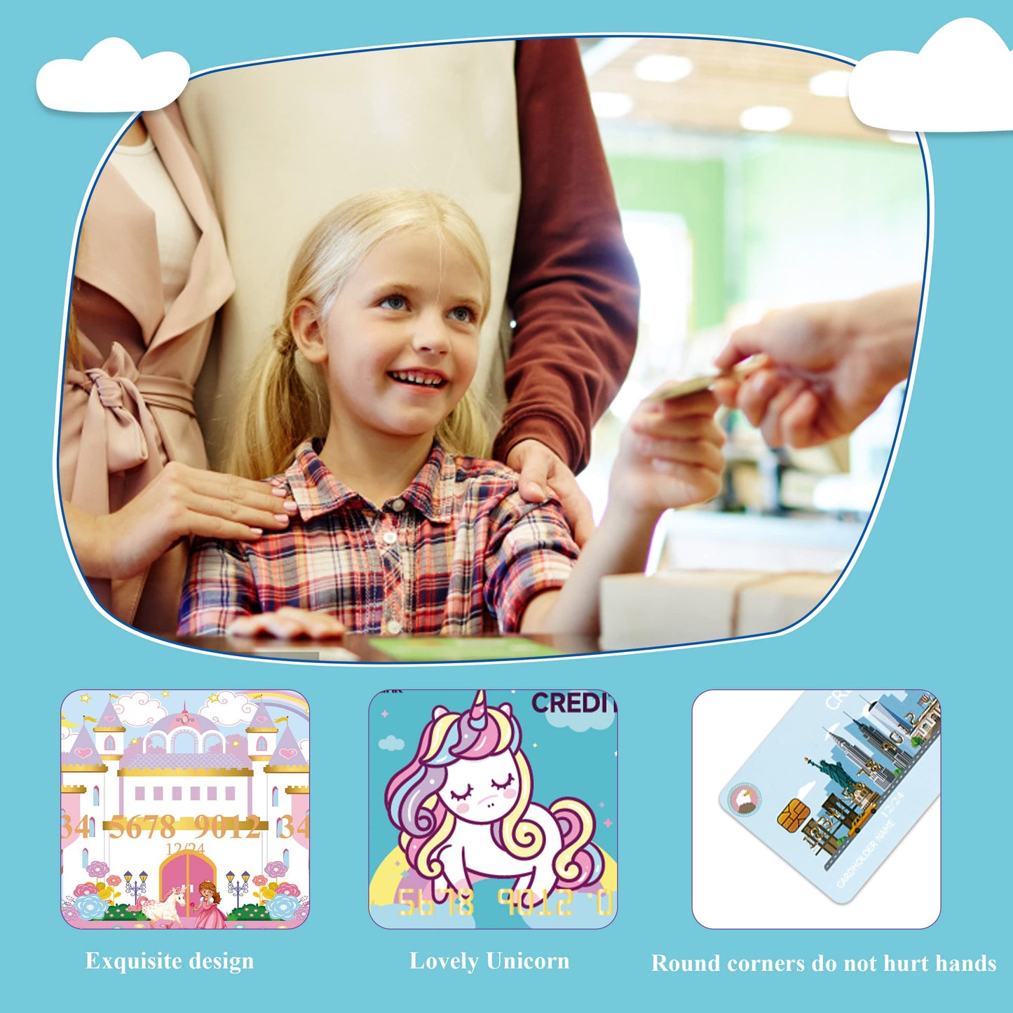YTYOTO Fake Credit Cards for Kids – 10pc Play Debit & Credit Cards Set