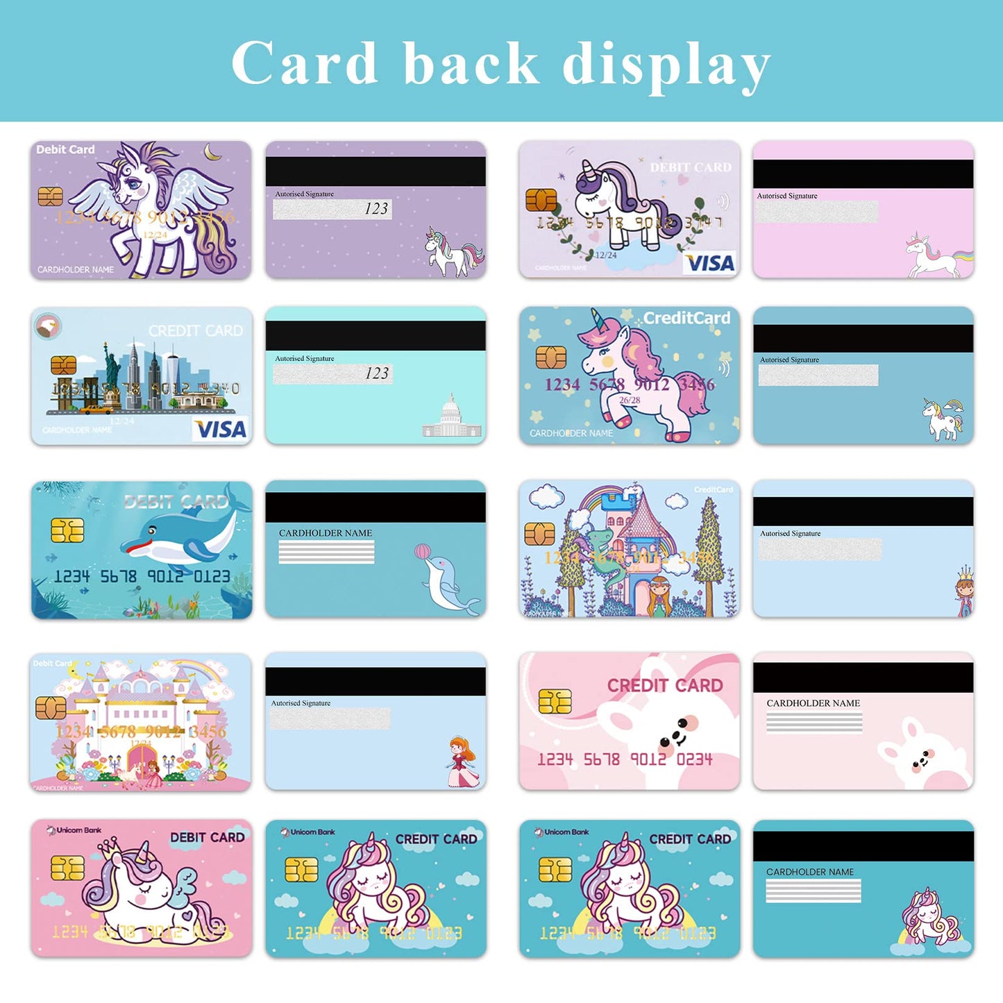 YTYOTO Fake Credit Cards for Kids – 10pc Play Debit & Credit Cards Set