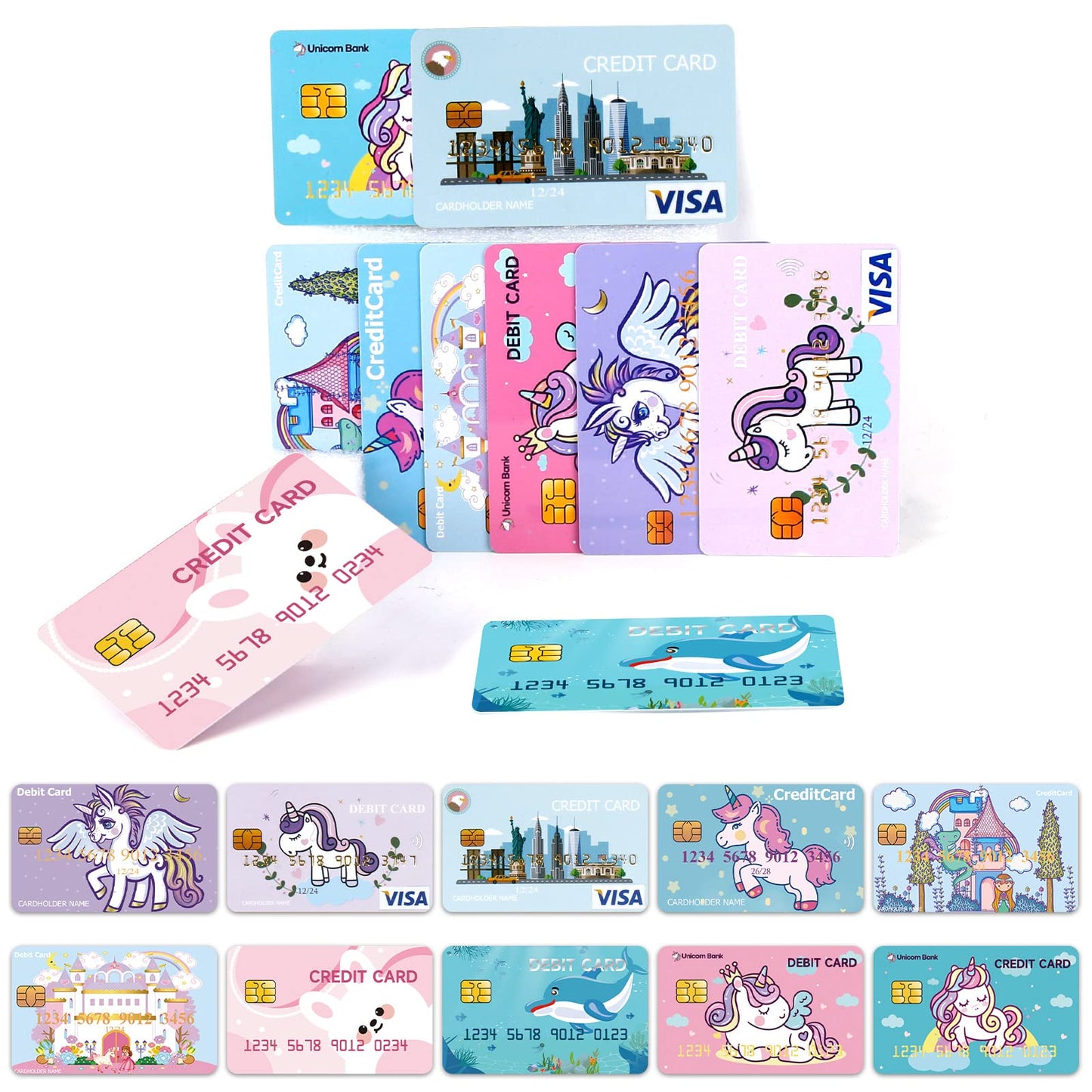 YTYOTO Fake Credit Cards for Kids – 10pc Play Debit & Credit Cards Set