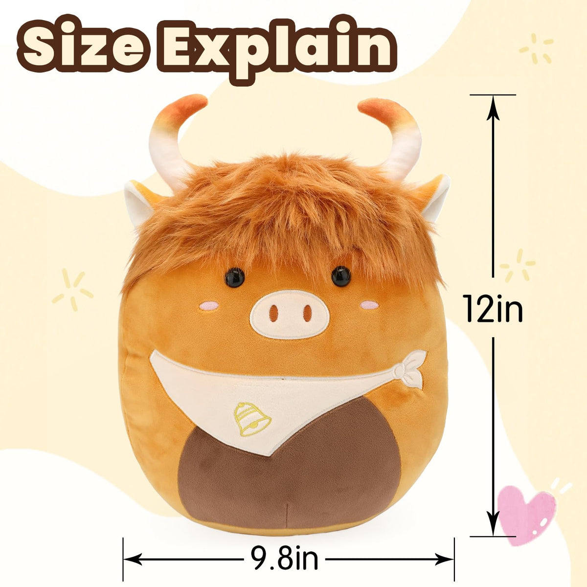 Yytoyshop Highland Cows Plush Pillow - Adorable Cow Stuffed Animal & Home Decor