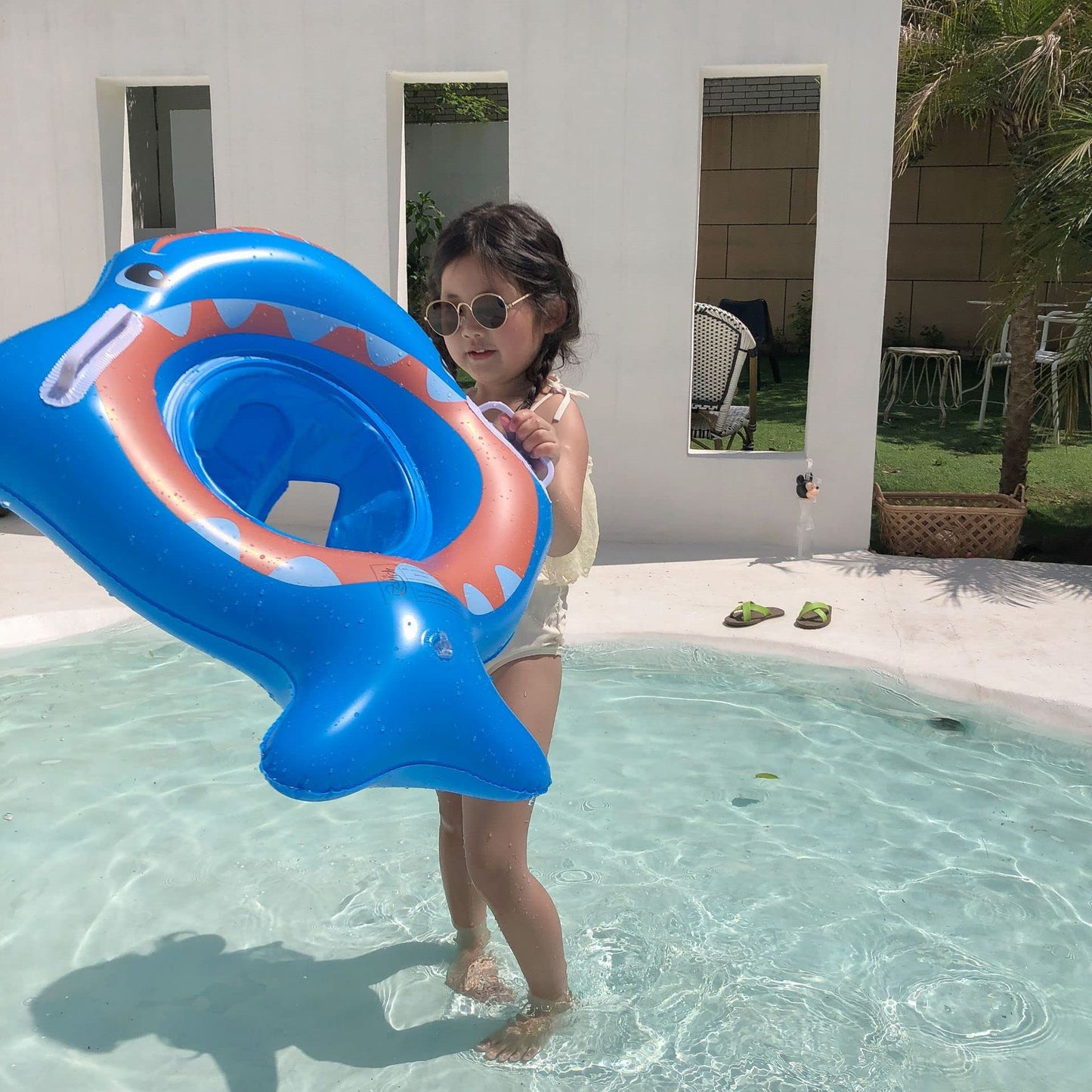 YUERFEILA Baby Shark Swim Ring with Seat – Toddler Pool Float