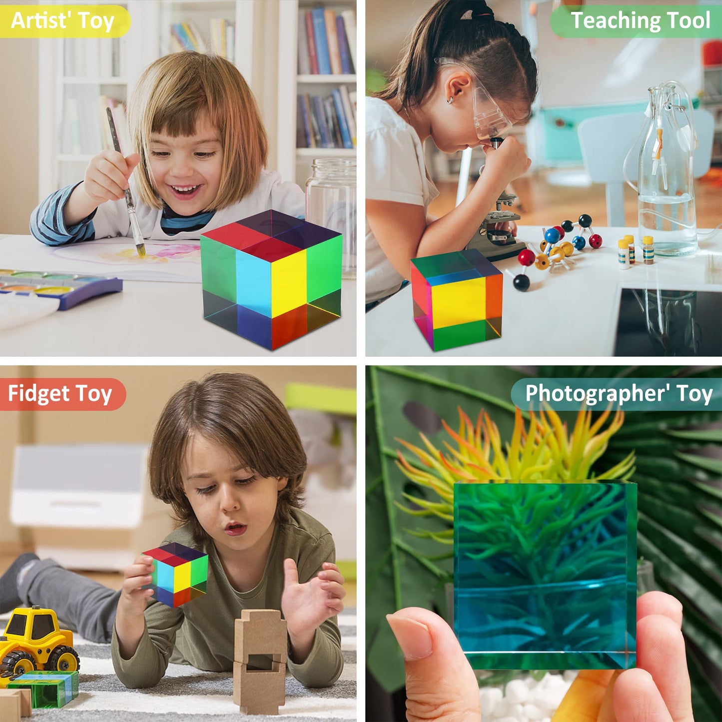 YuanDian CMY Cube – Color Mixing Acrylic Prism for Home & Education