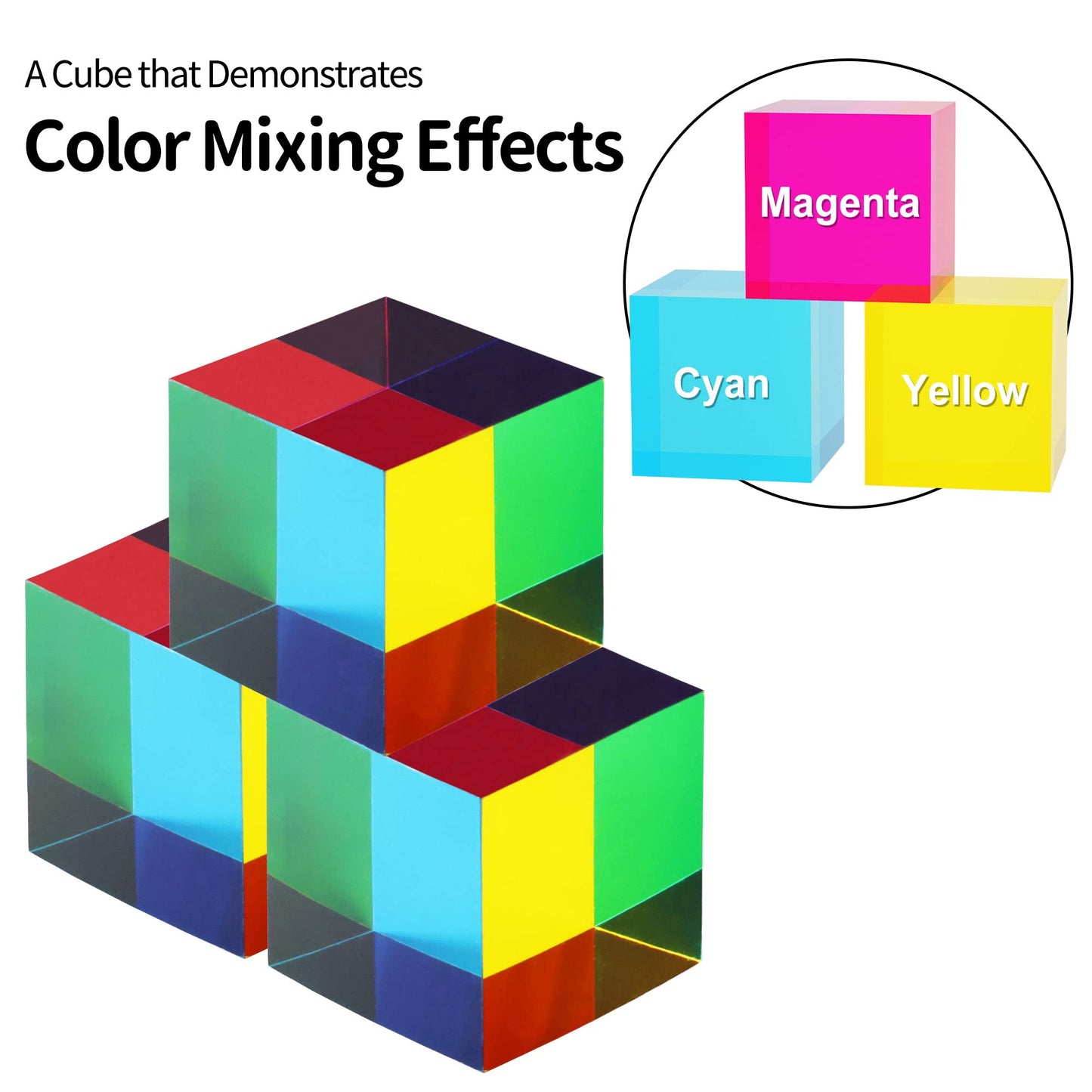 YuanDian CMY Cube – Color Mixing Acrylic Prism for Home & Education