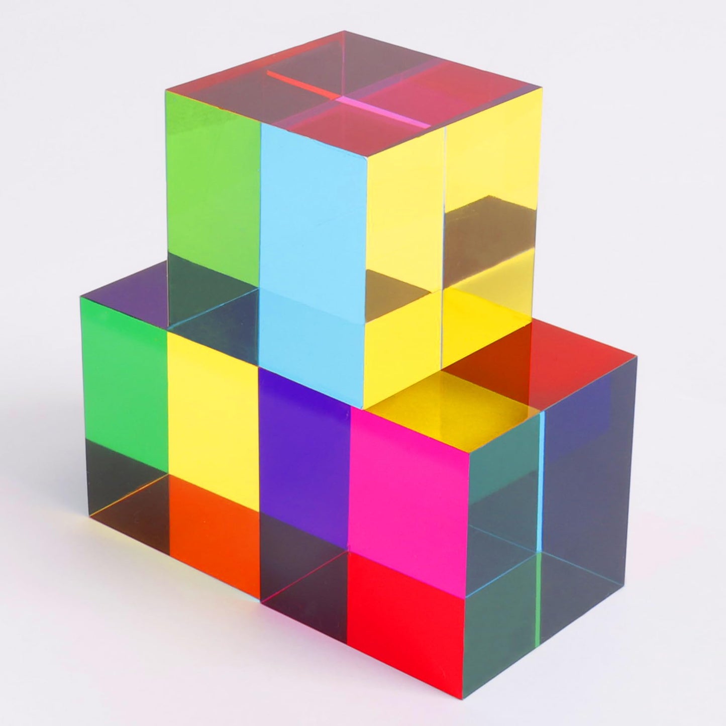 YuanDian CMY Cube – Large 80mm Colorful Acrylic Prism for Desk, Home & Education