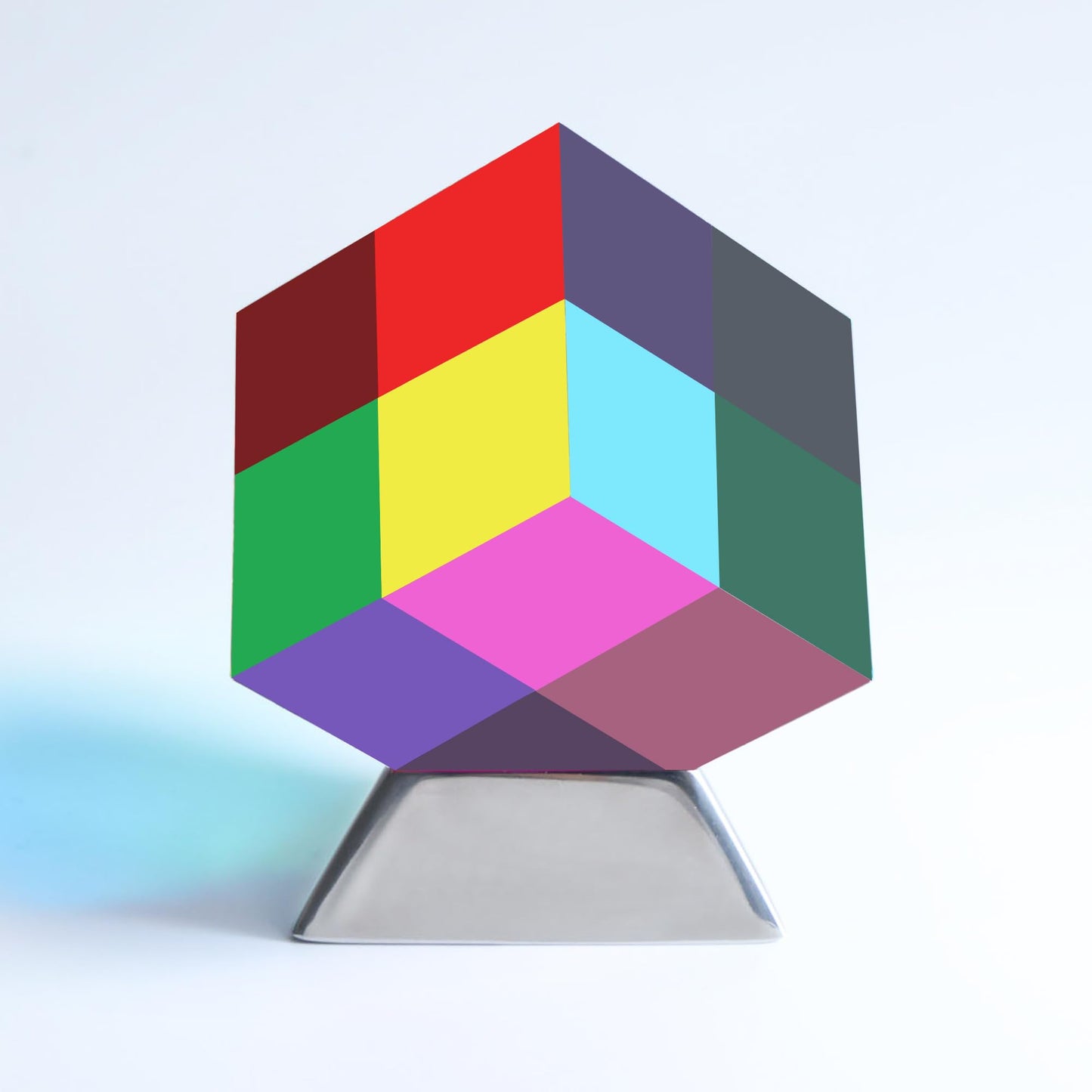 YuanDian CMY Cube with Stand – Color Mixing Acrylic Prism for Desk & Education