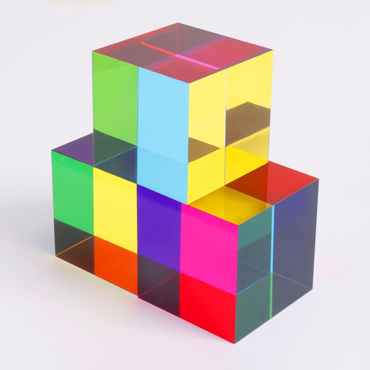 YuanDian CMY Cube with Stand – Color Mixing Acrylic Prism for Desk & Education