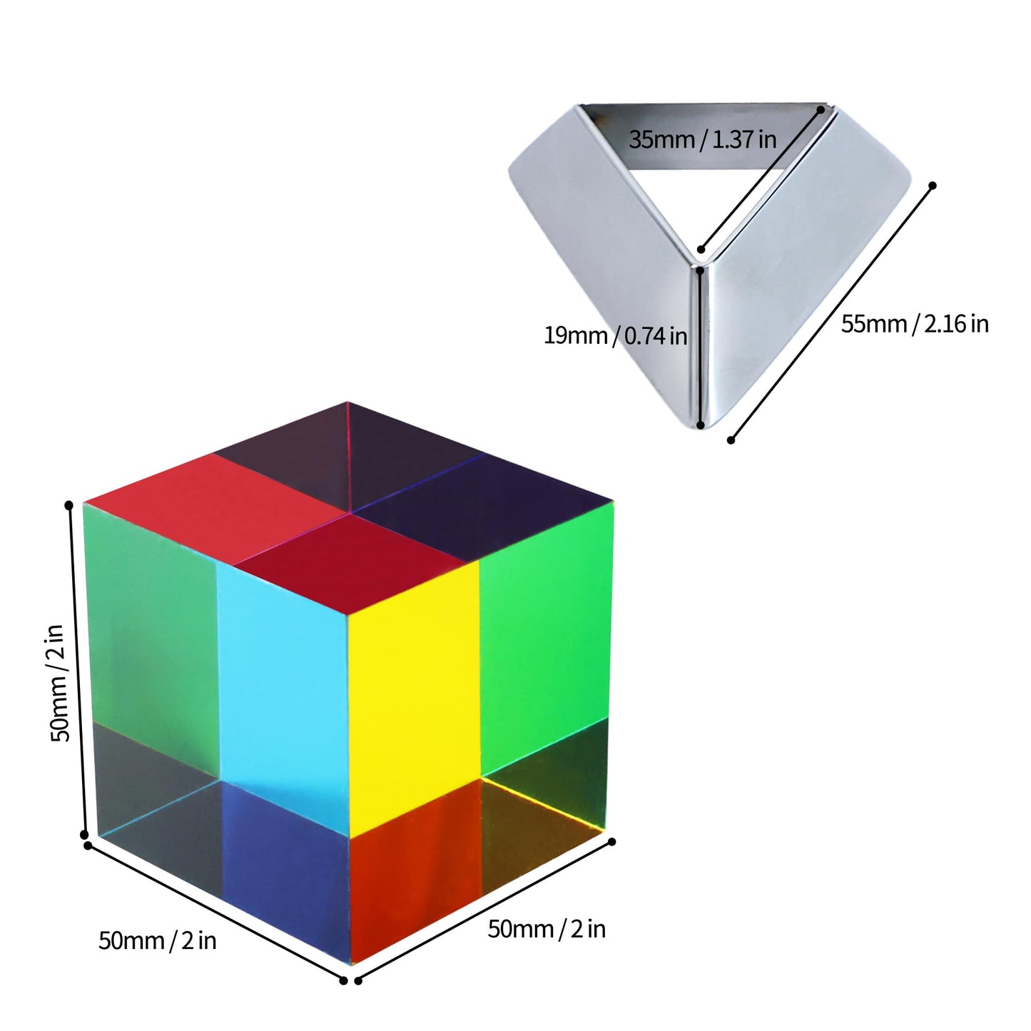 YuanDian CMY Cube with Stand – Color Mixing Acrylic Prism for Desk & Education