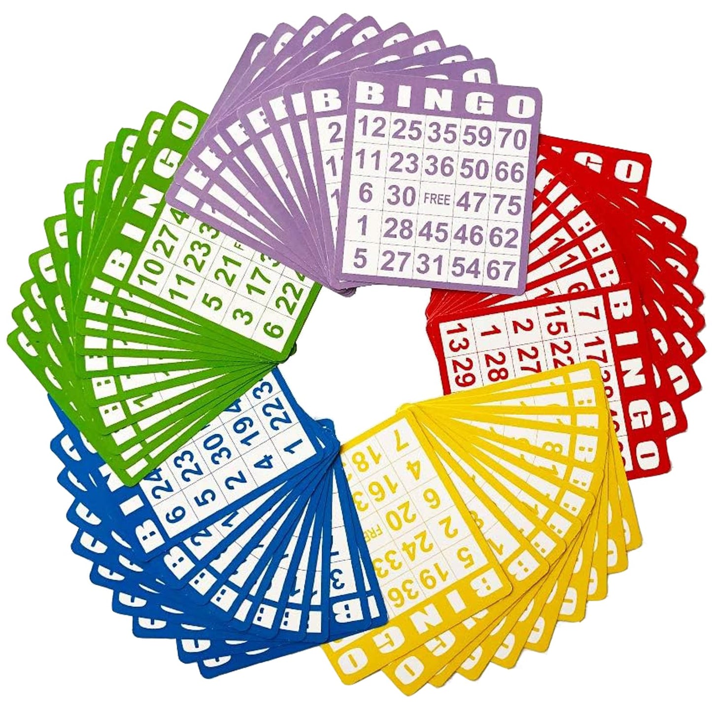 Yuanhe 50 Bingo Game Cards – Durable Mixed-Color Card Set for Parties, Classrooms