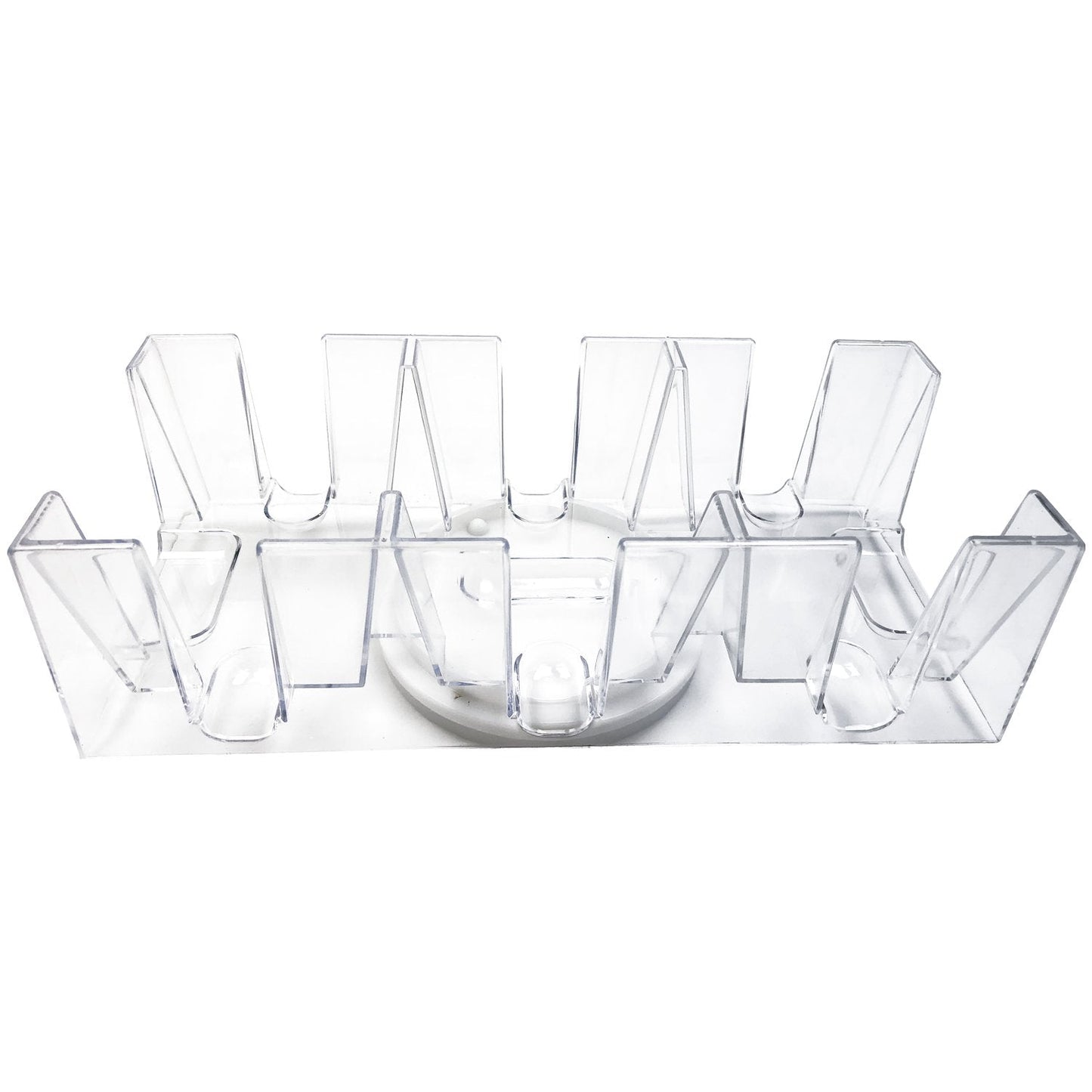 Yuanhe 9-Deck Canasta Card Tray – Fixed-Base, Clear 3-Deck-Per-Side Card Holder