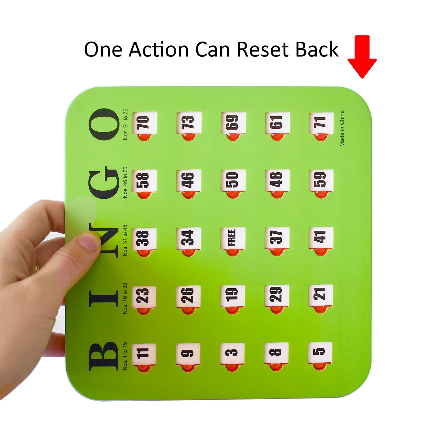 Yuanhe Bingo Cards with Sliding Windows – 25-Pack Reusable Travel Bingo Game Cards, Green