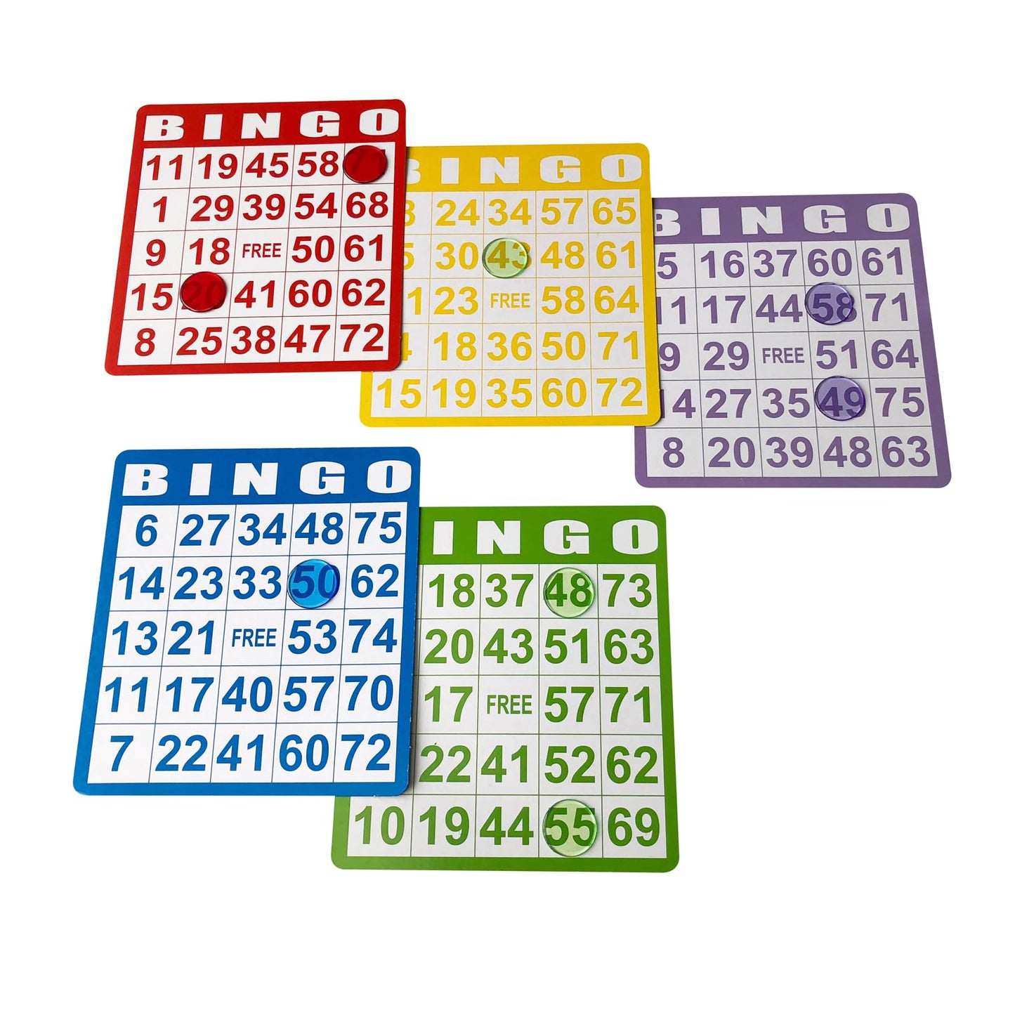 Yuanhe 50 Bingo Game Cards – Durable Mixed-Color Card Set for Parties, Classrooms