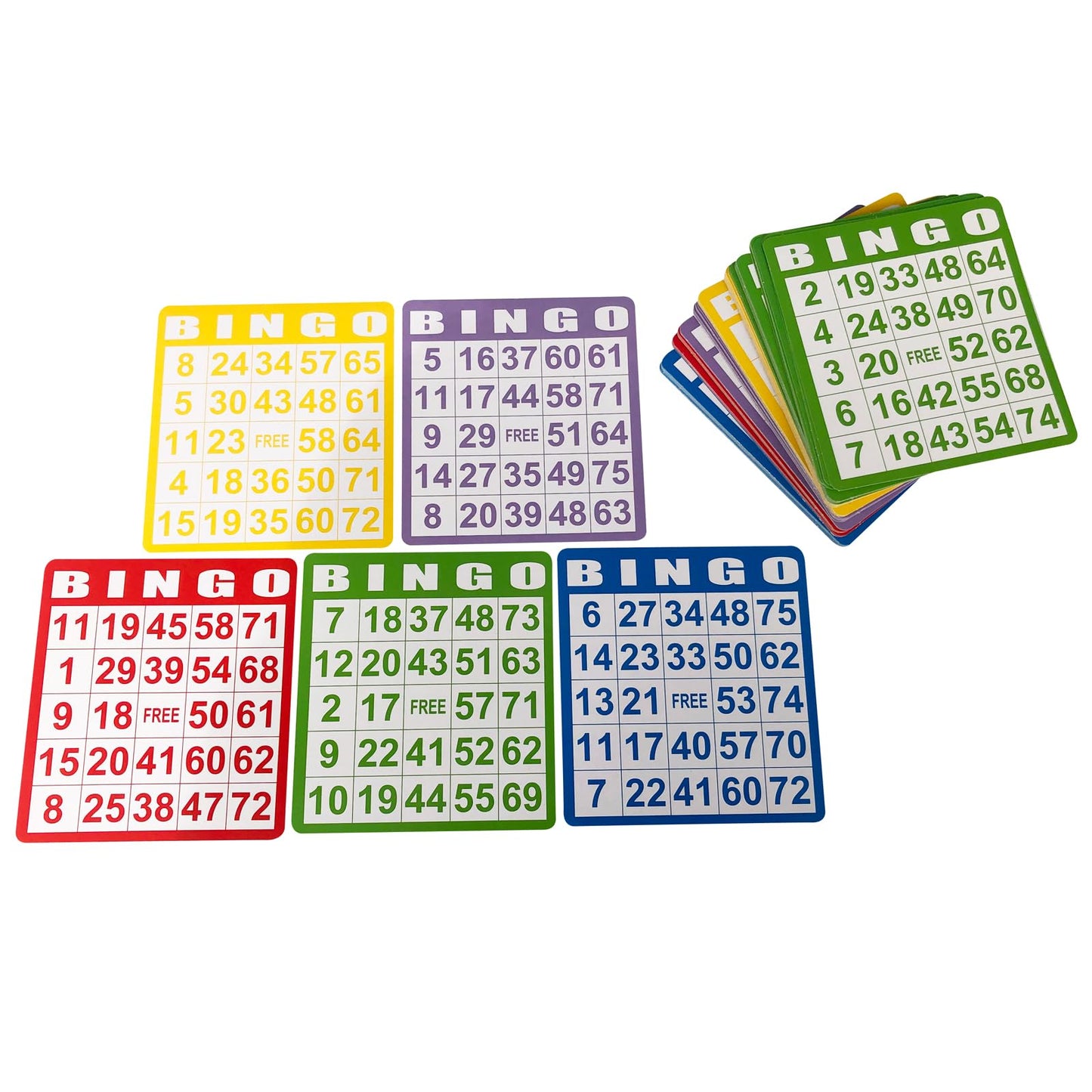 Yuanhe 50 Bingo Game Cards – Durable Mixed-Color Card Set for Parties, Classrooms