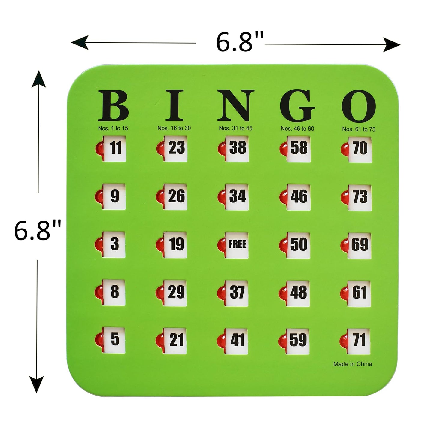 Yuanhe Bingo Cards with Sliding Windows – 25-Pack Reusable Travel Bingo Game Cards, Green
