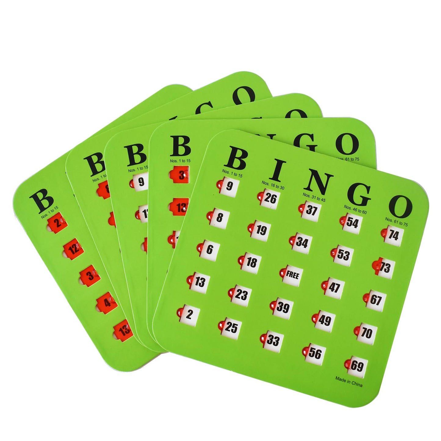 Yuanhe Bingo Cards with Sliding Windows – 25-Pack Reusable Travel Bingo Game Cards, Green