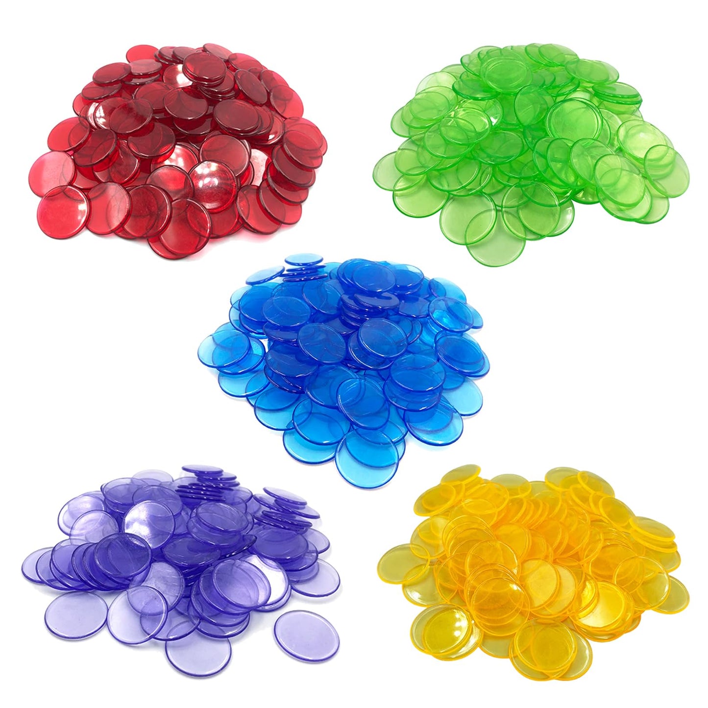 Yuanhe 500-Pack 3/4-Inch Transparent Bingo Chips – Mixed Colors for Games, Parties and Classrooms