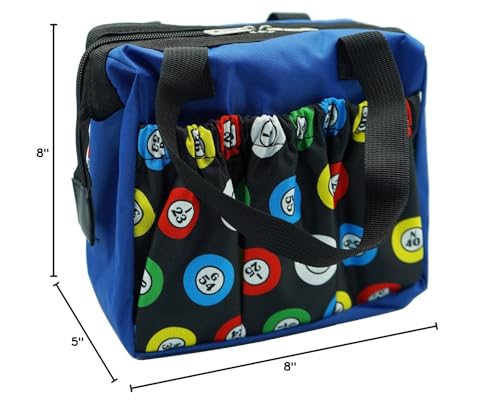 Yuanhe Bingo Dauber Bags with 6 Pockets – Blue Bingo Tote Bag
