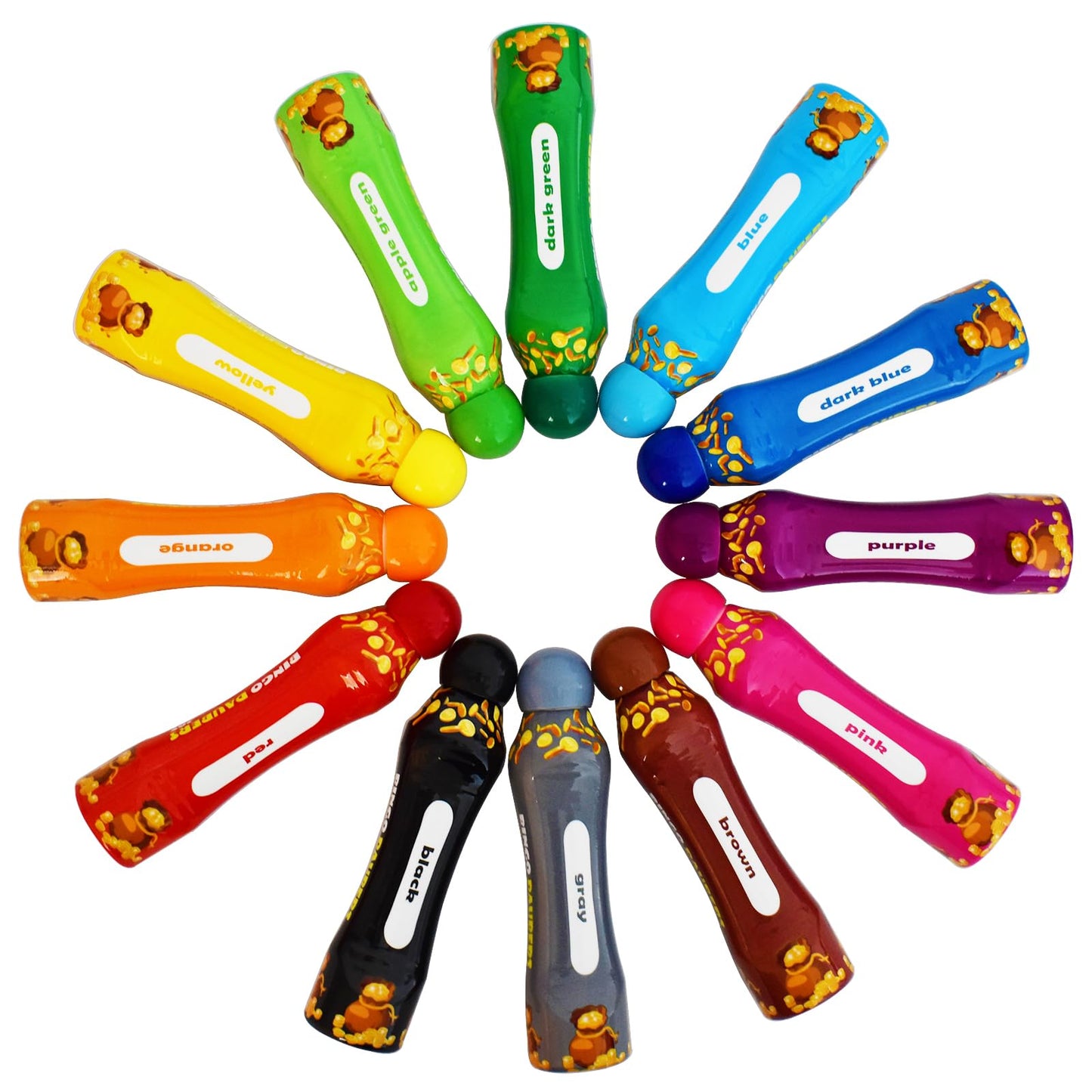Yuanhe Bingo Daubers Dot Markers – 3 oz, 24 Pack (12 Colors) for Arts & Crafts