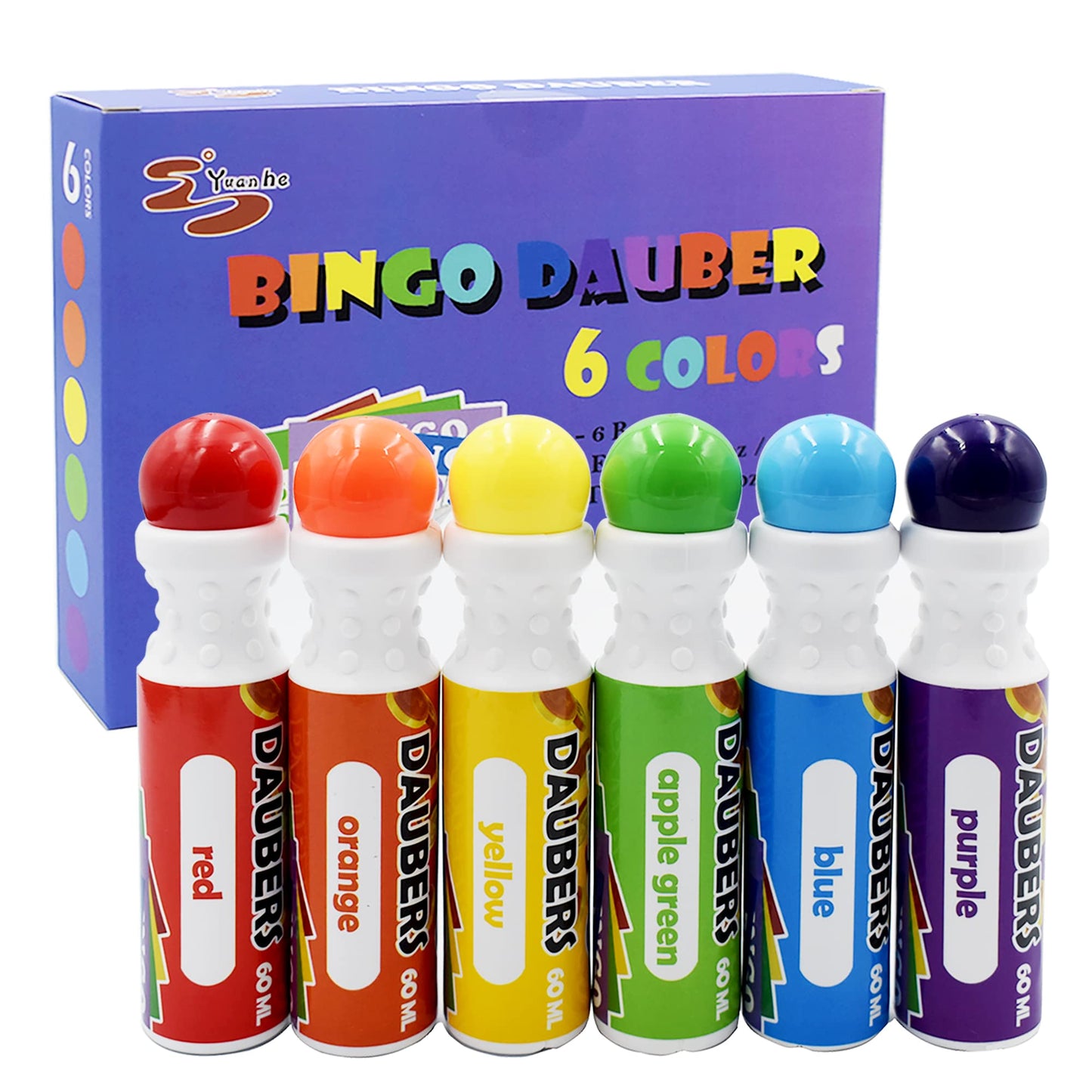 Yuanhe Bingo Daubers Dot Markers – Mixed Colors 6-Pack