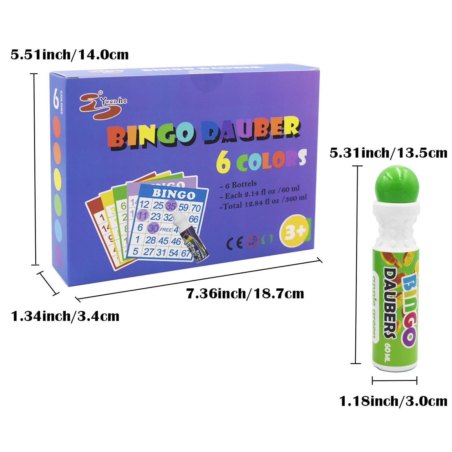 Yuanhe Bingo Daubers Dot Markers – Mixed Colors 6-Pack