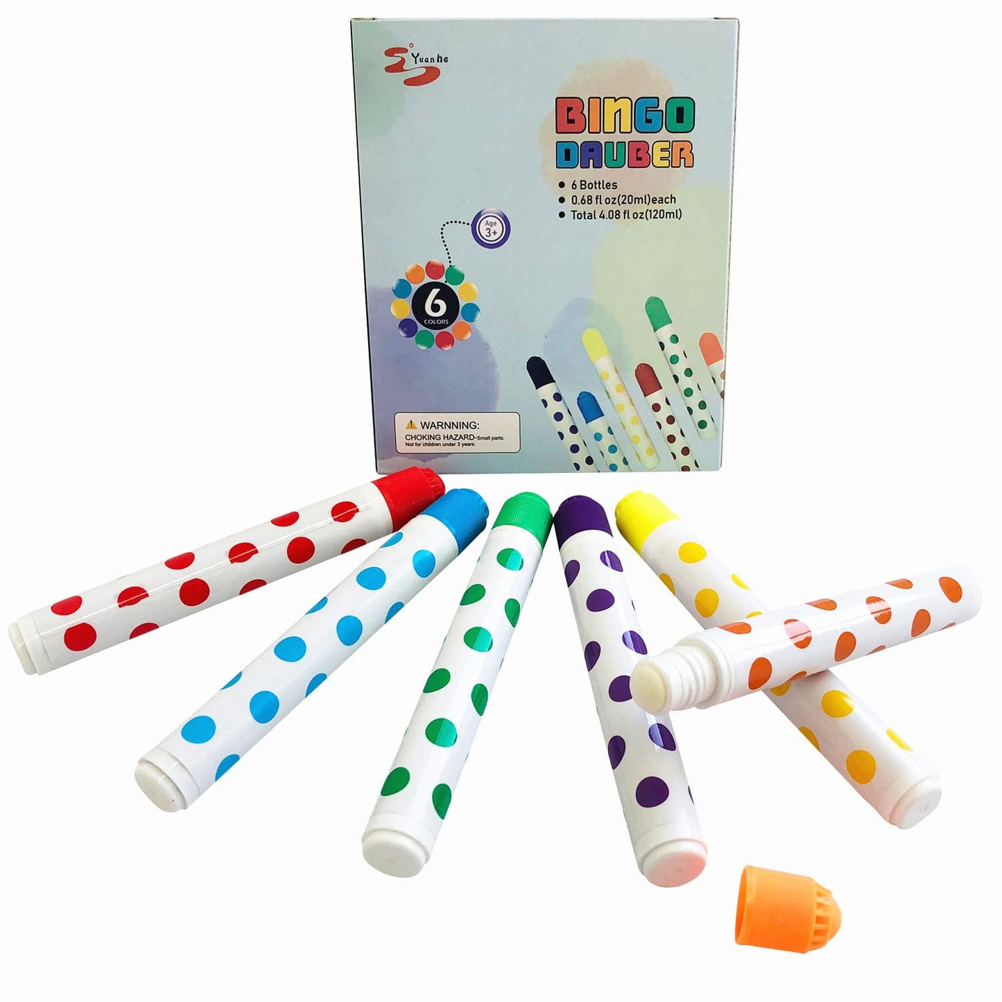 Yuanhe Bingo Daubers 6 Pack – Mixed Colors for Kids & Family Fun