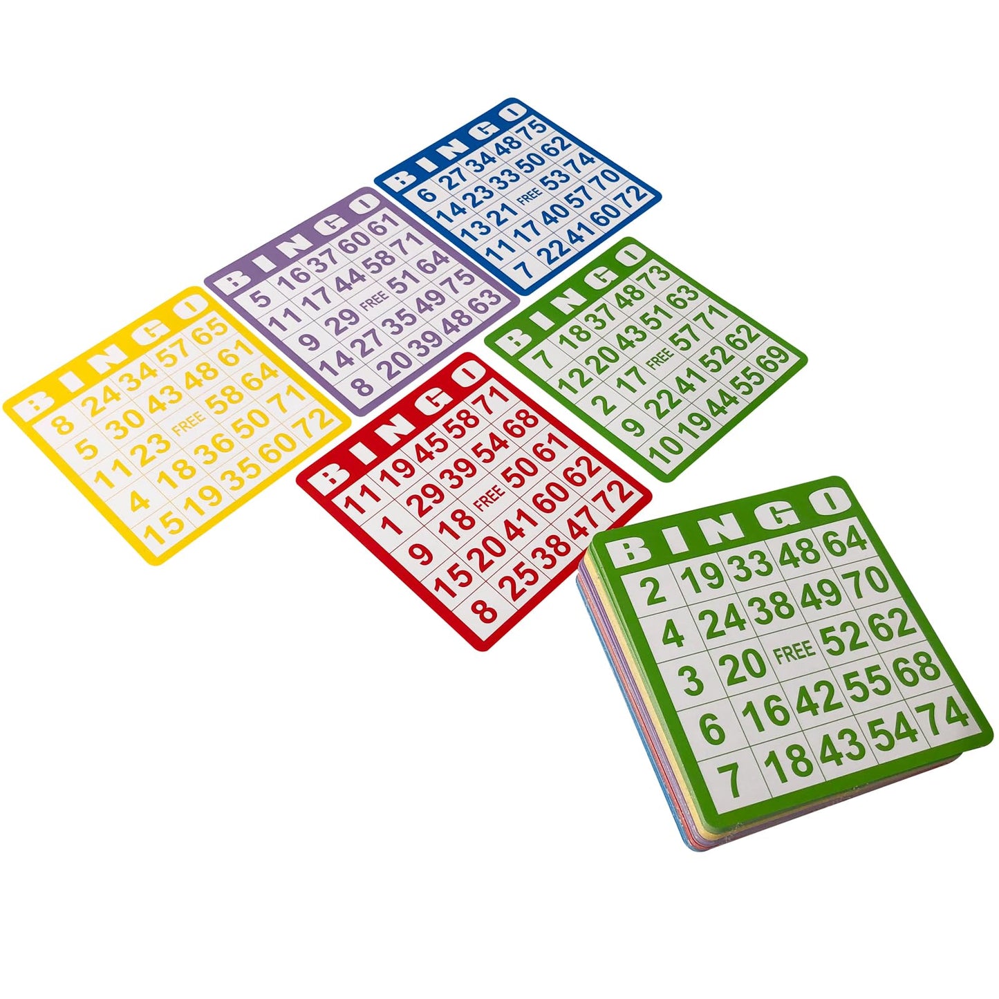 Yuanhe 50 Bingo Game Cards – Durable Mixed-Color Card Set for Parties, Classrooms