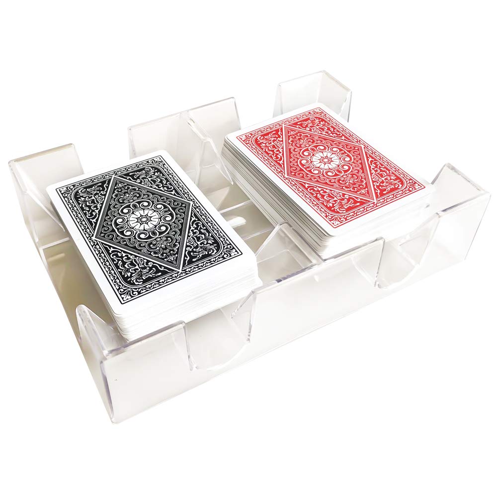 Yuanhe Clear 2-Deck Canasta Card Tray - No Swivel Base | Durable & Stackable